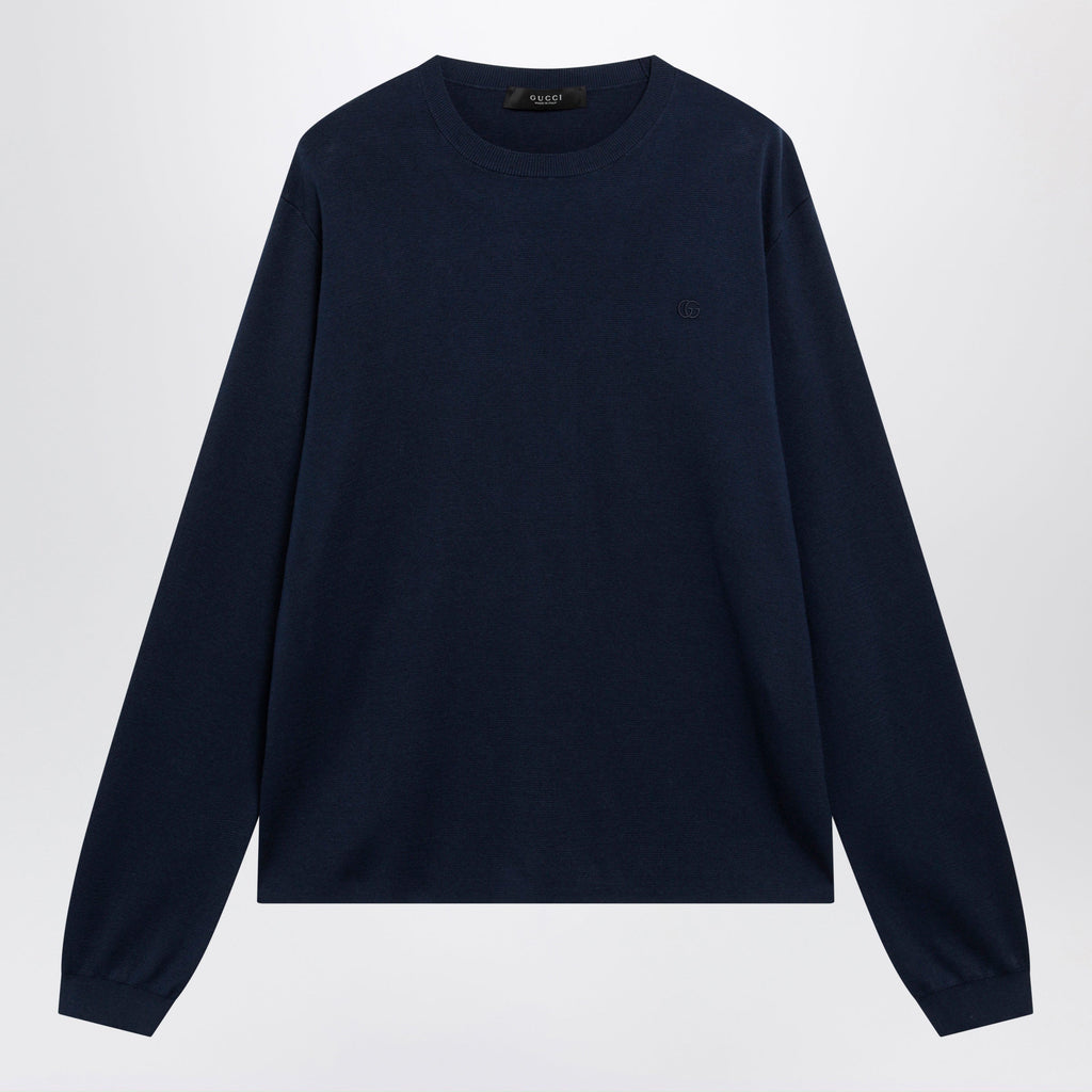 Gucci Ink Blue Silk And Cotton Sweater Men