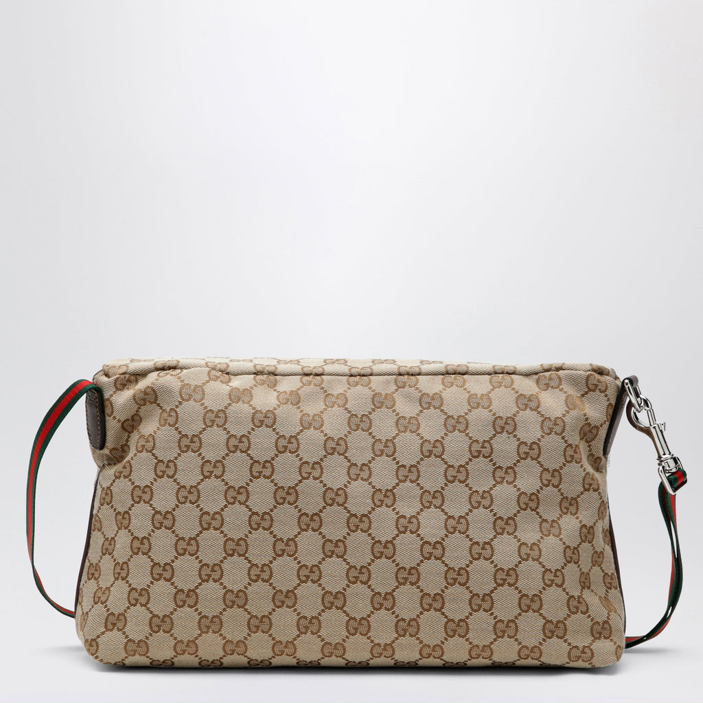 Gucci Tag Medium Gg Canvas Crossbody Bag In Sand/Brown Men