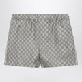 Gucci Silk Twill Shorts With Gg Print In Beige Women