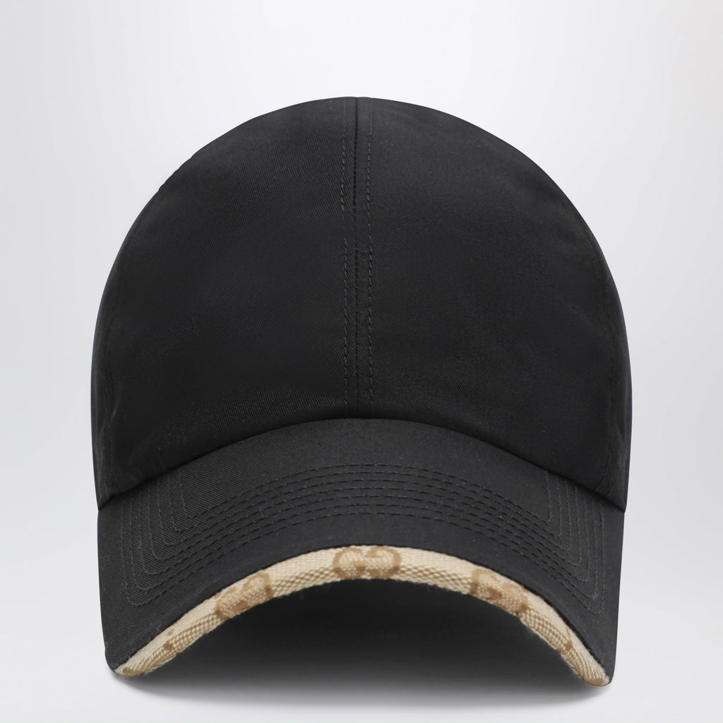 Gucci Black Cotton Baseball Cap With Gg Trim Men