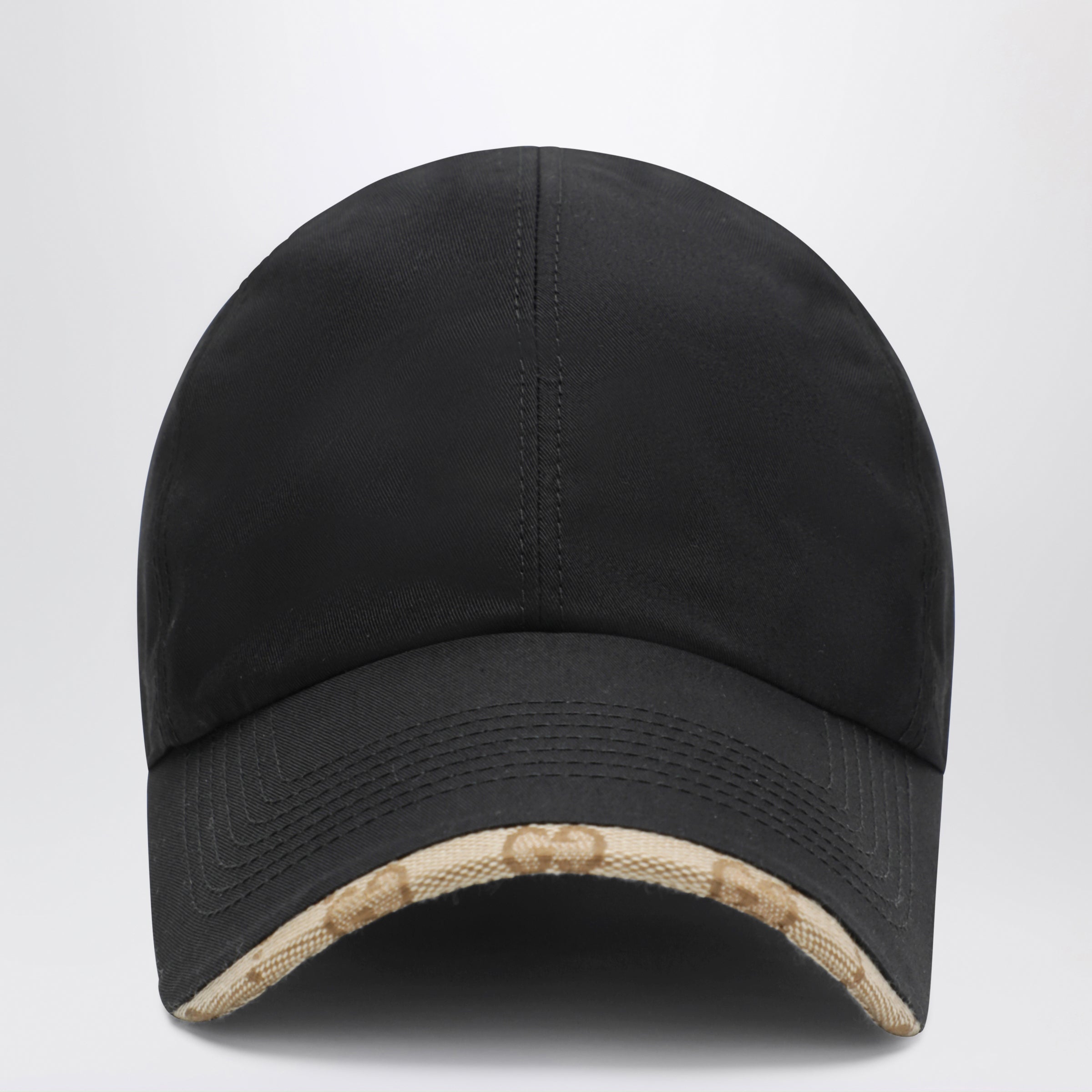 Gucci Black Cotton Baseball Cap With Gg Trim Men
