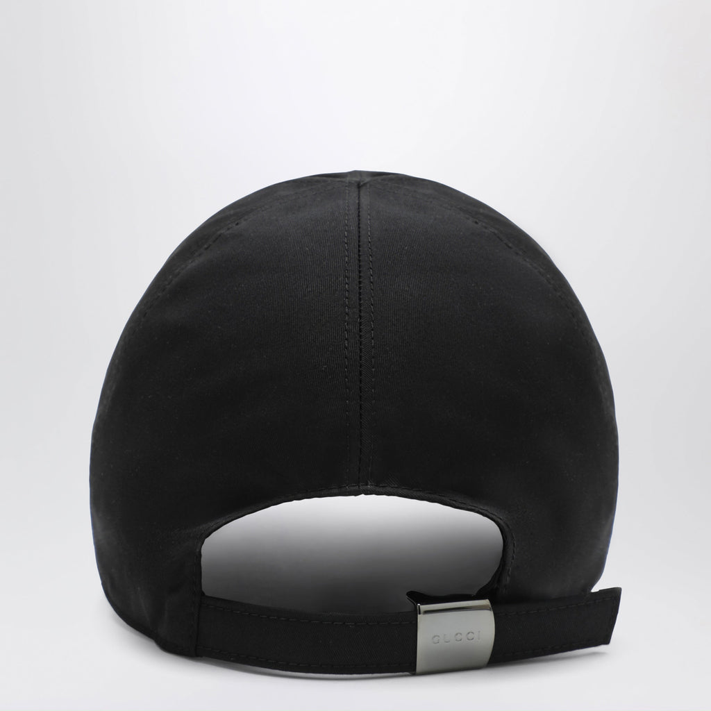 Gucci Black Cotton Baseball Cap With Gg Trim Men
