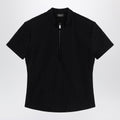 Gucci Black Gg Jacquard Jersey T-Shirt With Half Zip Women