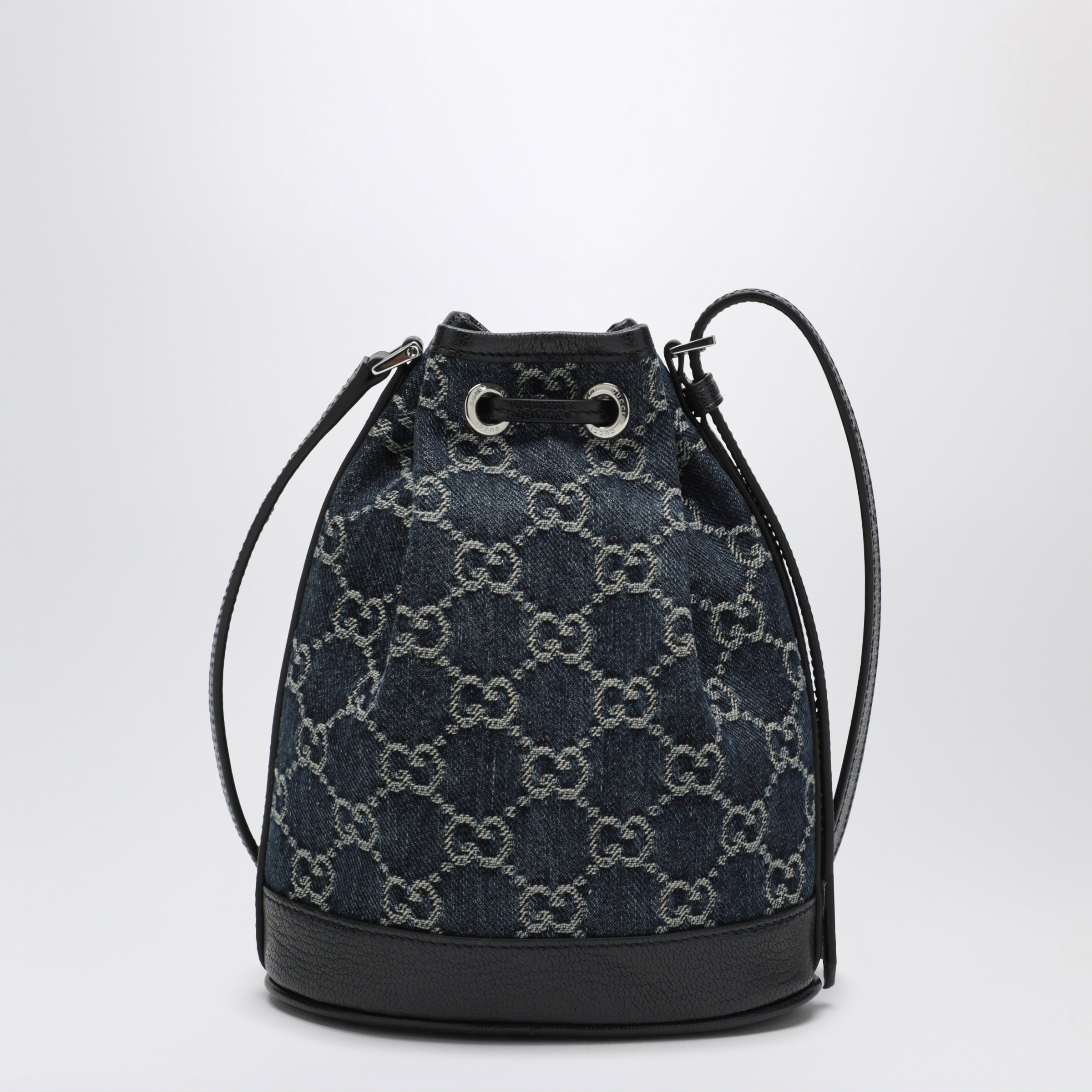 Gucci Mini Bucket Bag With Plaque In Gg Delave Denim, Blue Women