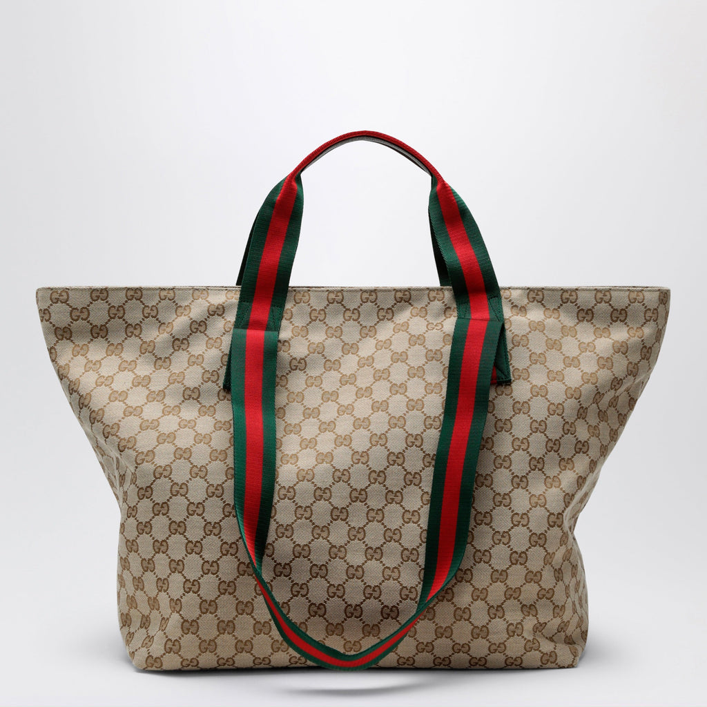 Gucci Medium Shopping Bag In Sand Beige Gg Fabric Men