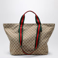 Gucci Medium Shopping Bag In Sand Beige Gg Fabric Men