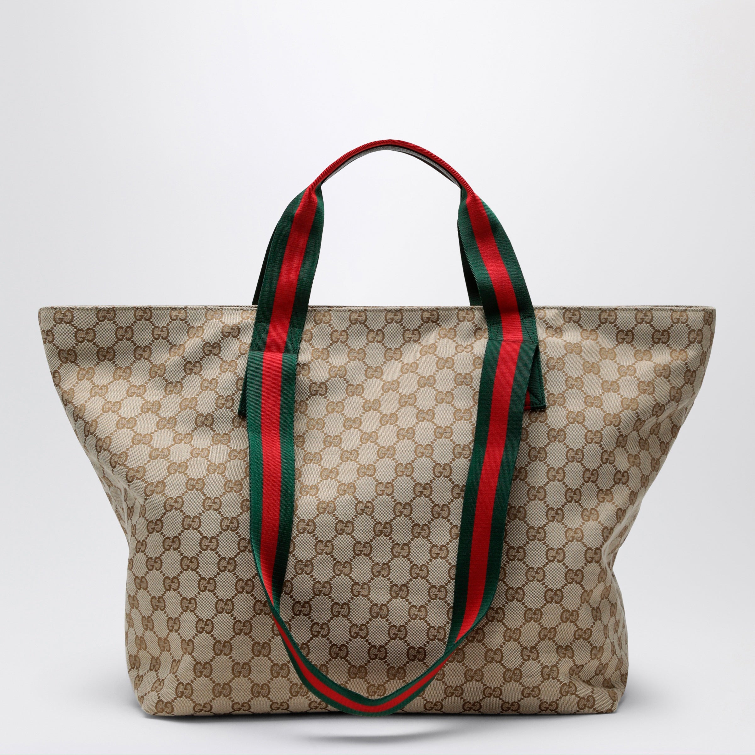 Gucci Medium Shopping Bag In Sand Beige Gg Fabric Men