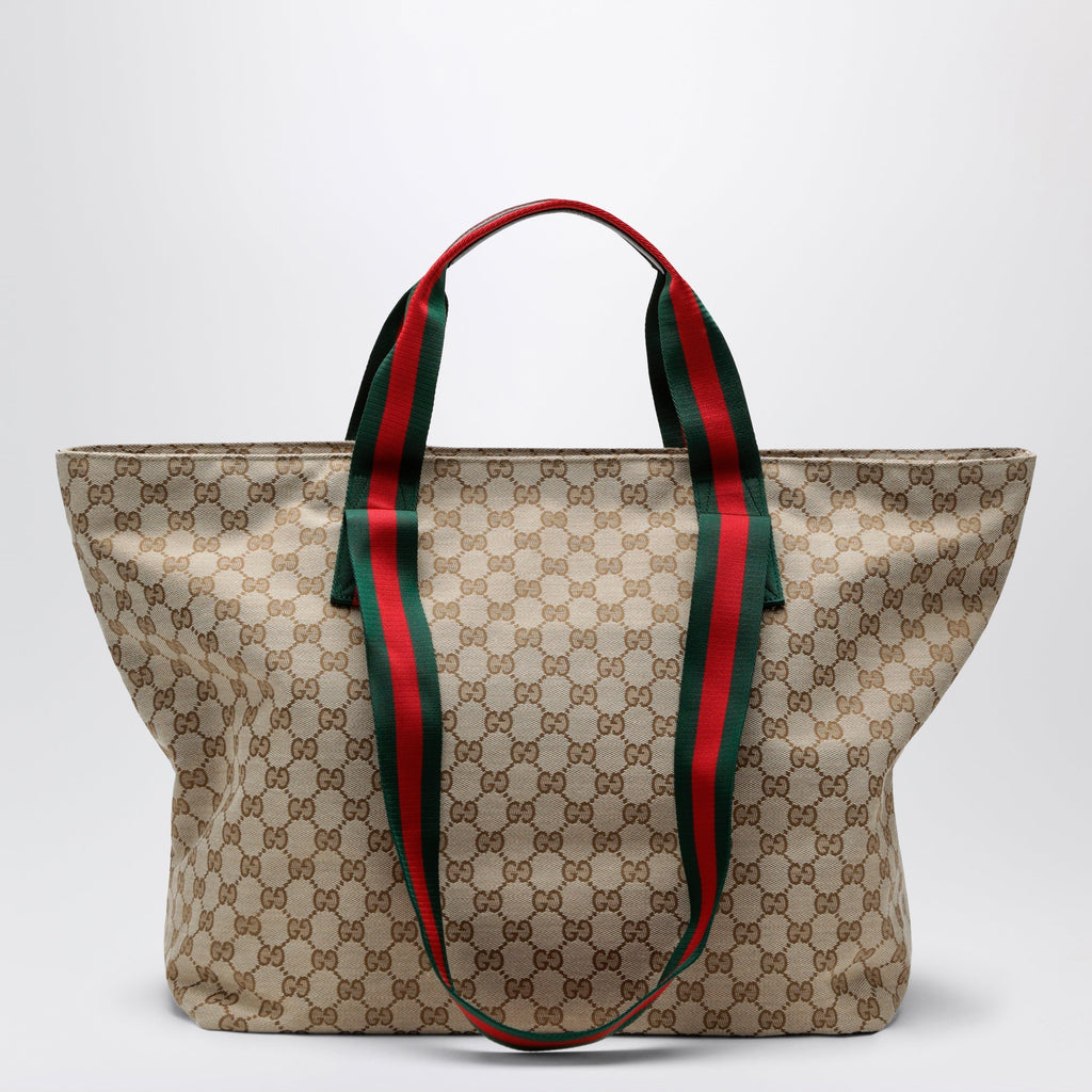 Gucci Medium Shopping Bag In Sand Beige Gg Fabric Men