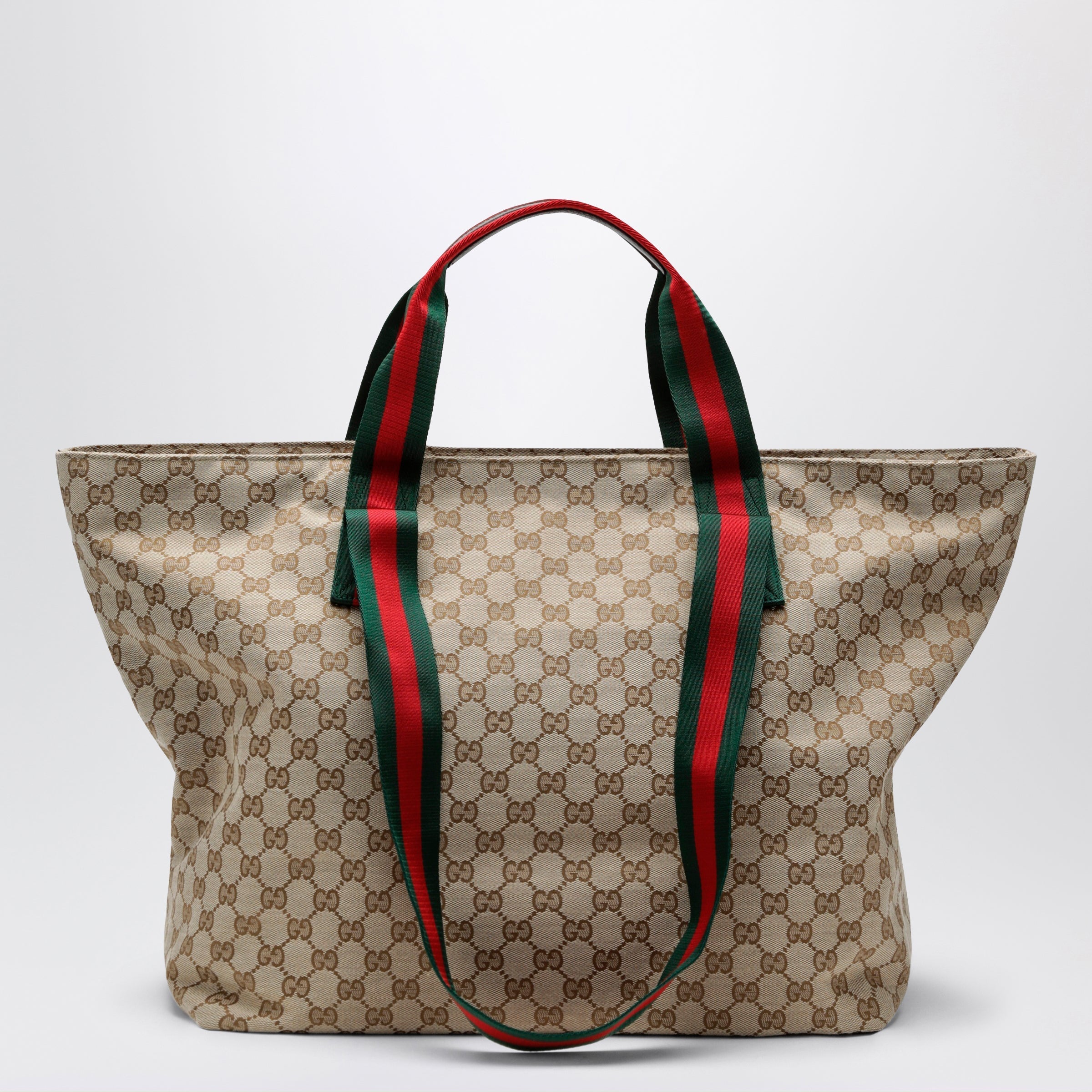 Gucci Medium Shopping Bag In Sand Beige Gg Fabric Men