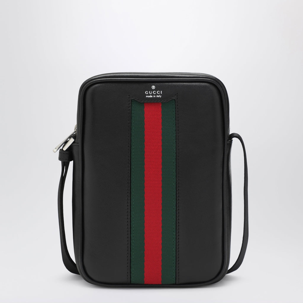 Gucci Black Leather Bag With Web Detail Men