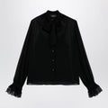 Gucci Black Lightweight Silk Georgette Shirt With Lace Women