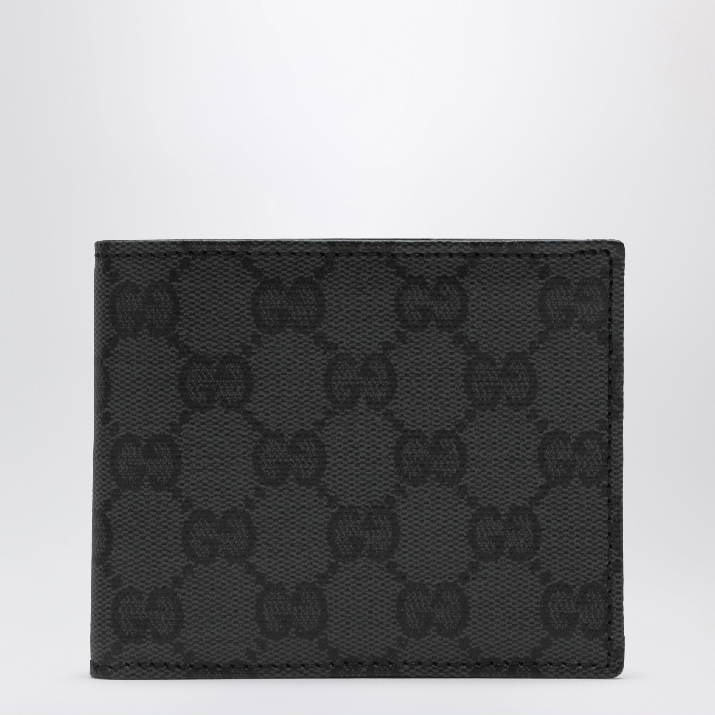 Gucci Essence Classic Bifold Wallet In Gg Canvas, Black Men