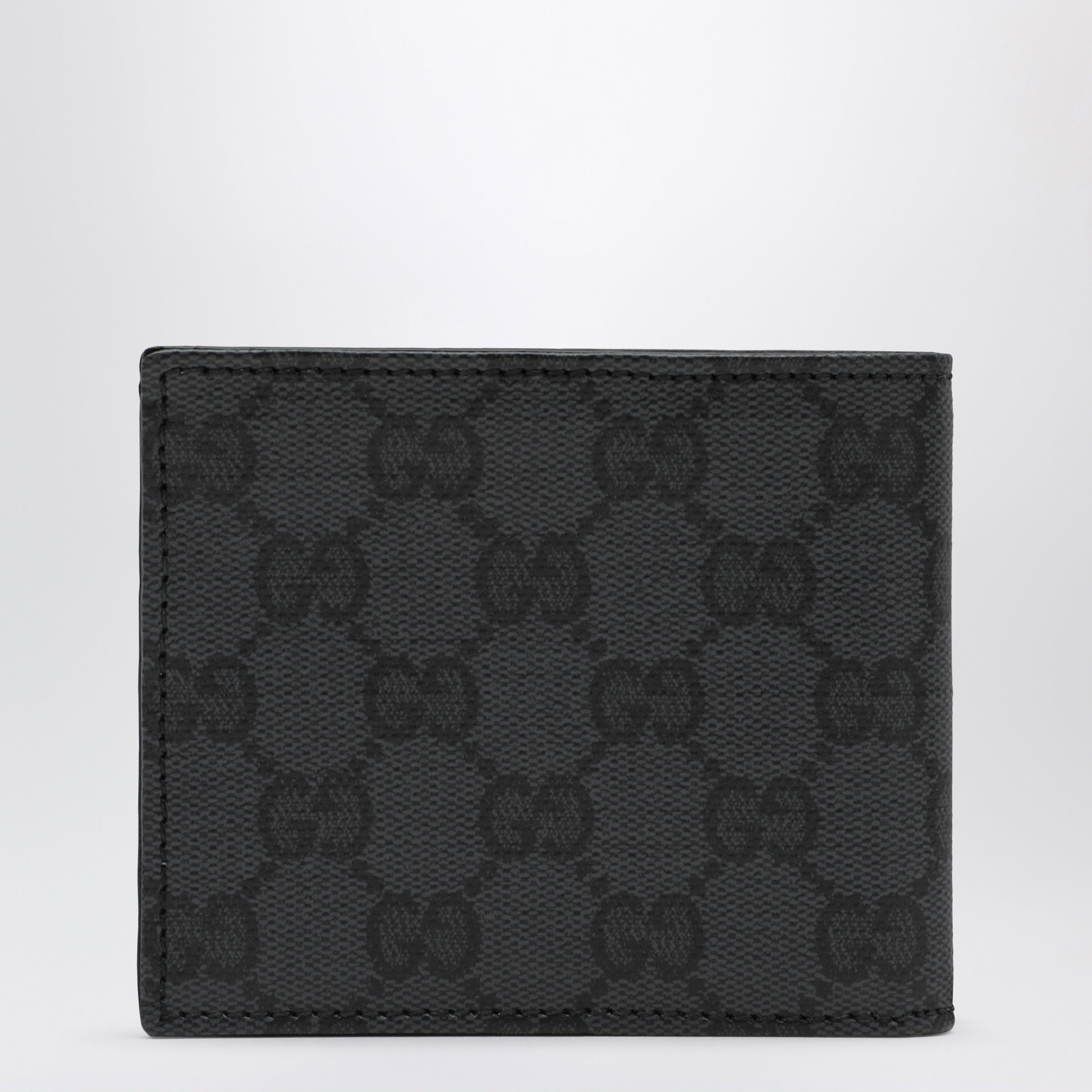 Gucci Essence Classic Bifold Wallet In Gg Canvas, Black Men