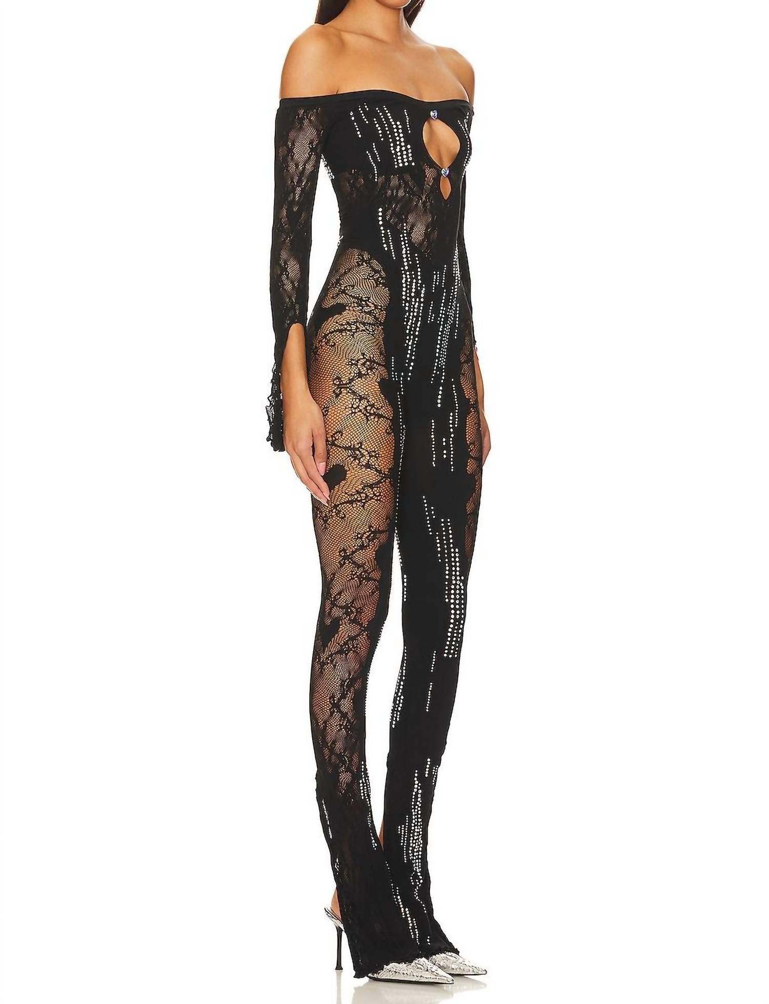 Adella Shapewear Off The Shoulder Jumpsuit In Black