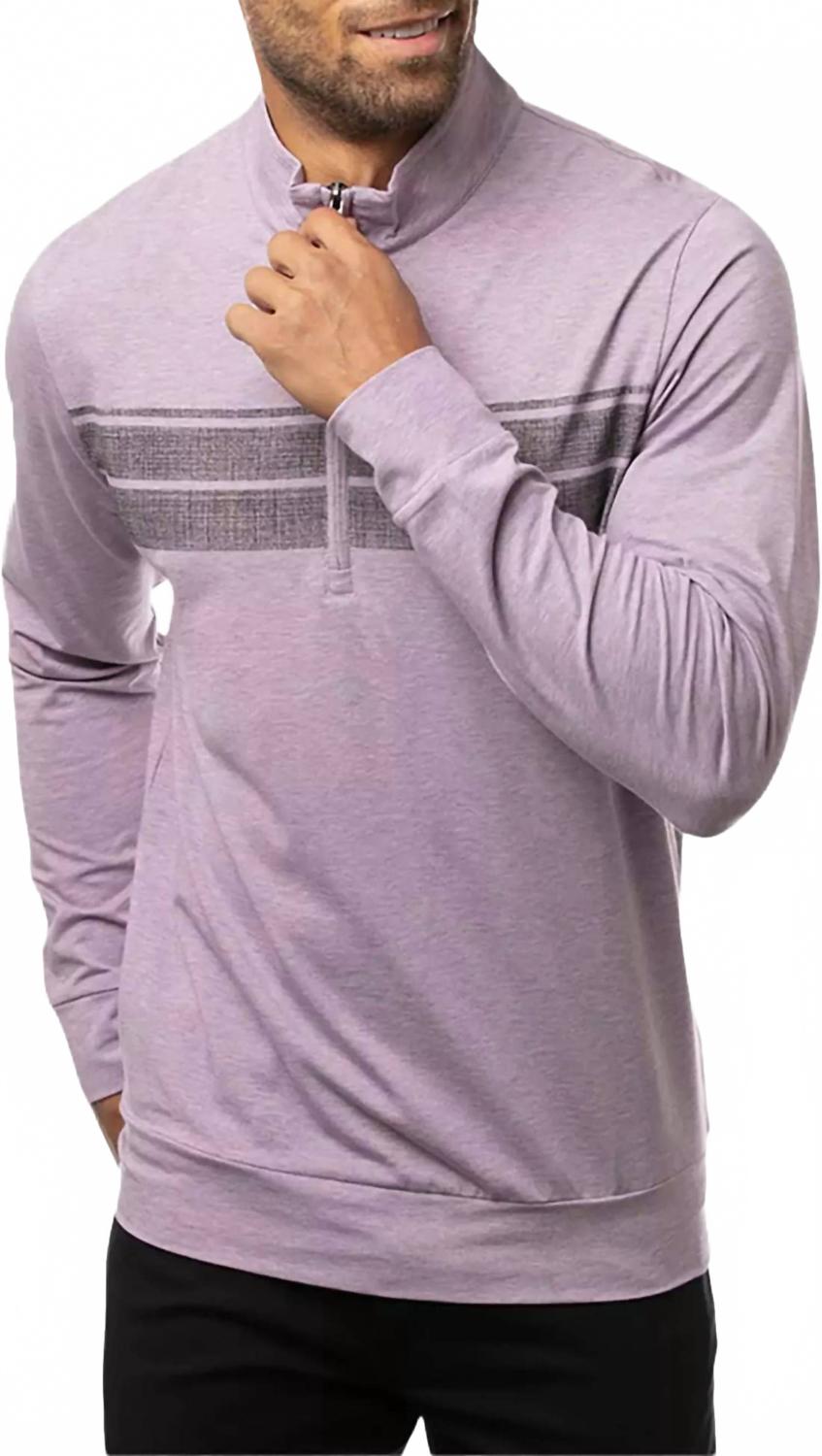 Fleeced 1/4 Zip Top In Heather Arctic Dusk