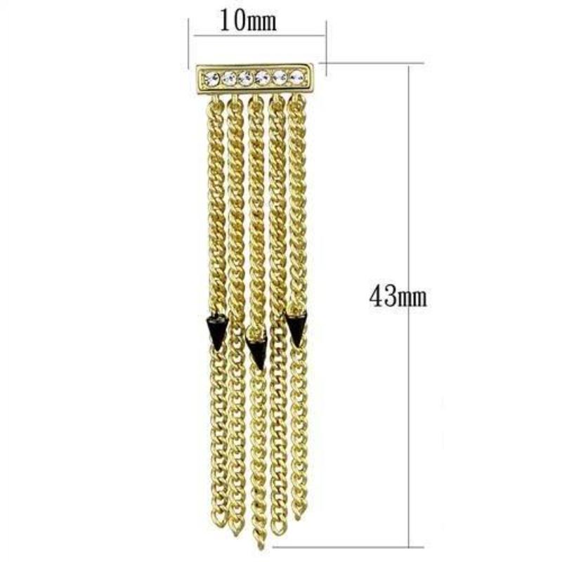 Gold+Ruthenium Brass Earrings with Top Grade Crystal in Clear