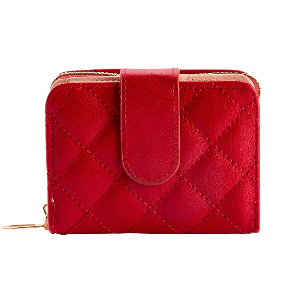 Faux Leather Compact Quilted Card Organizer Wallet