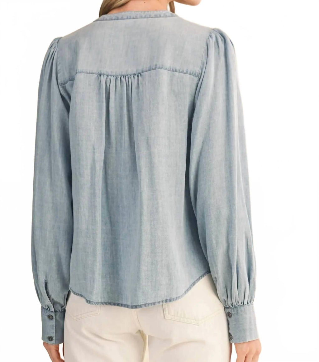 Heritage Smocked Denim Blouse In Blue