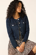 Women's Collarless Trucker Denim Jacket