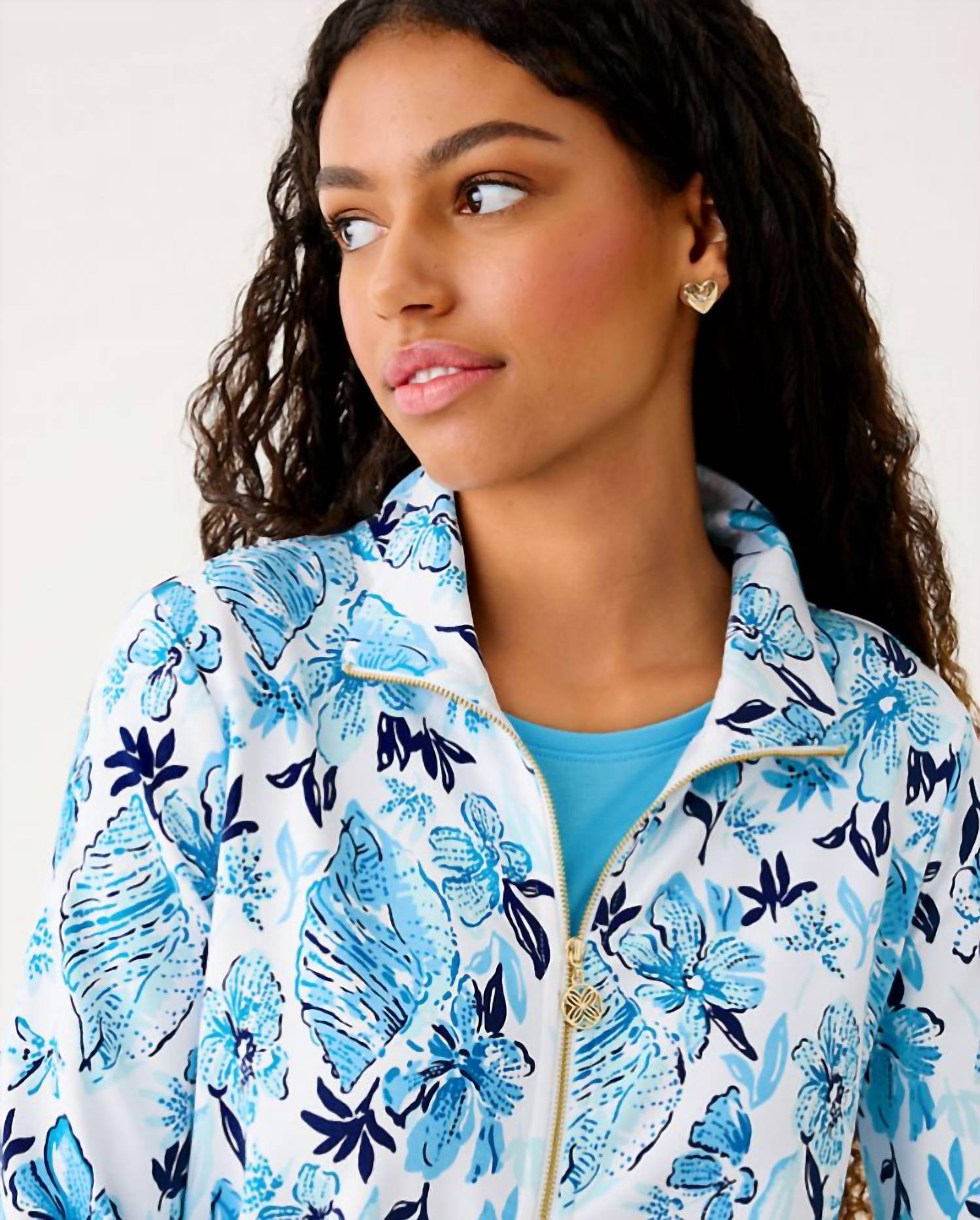 Leona Upf 50+ Zip-Up Jacket In Resort White Seashell Splendor