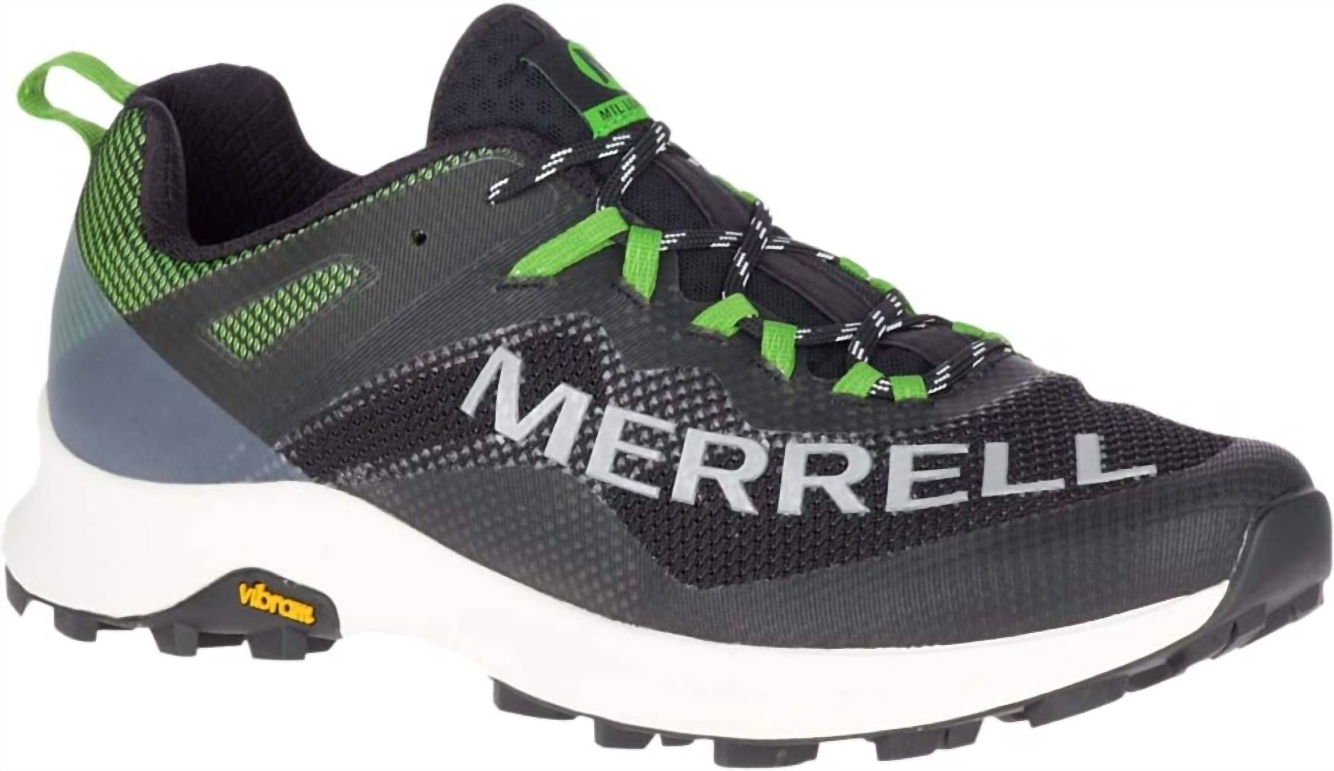 Men's Mtl Long Sky 12.0 Trail Running Shoes In Black/lime