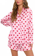 Early Riser Pajama Set In Pink Queen Of Hearts Silky