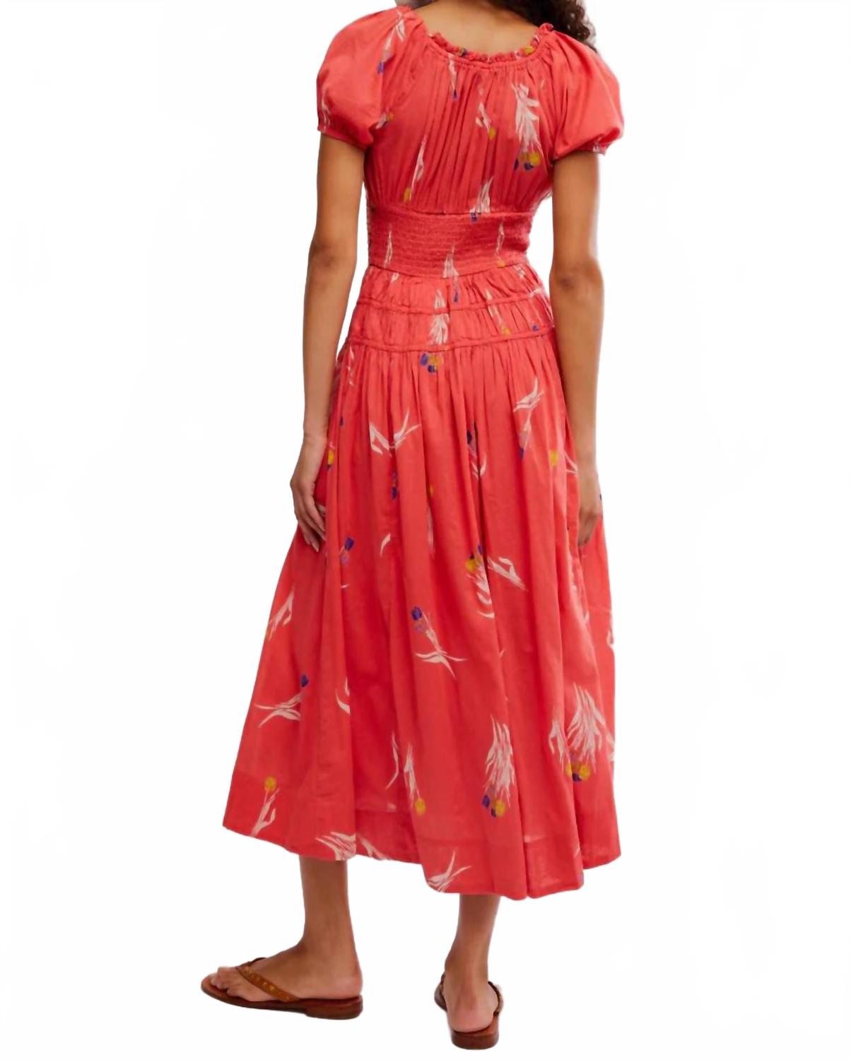 Complete Me Midi Dress In Coral Combo