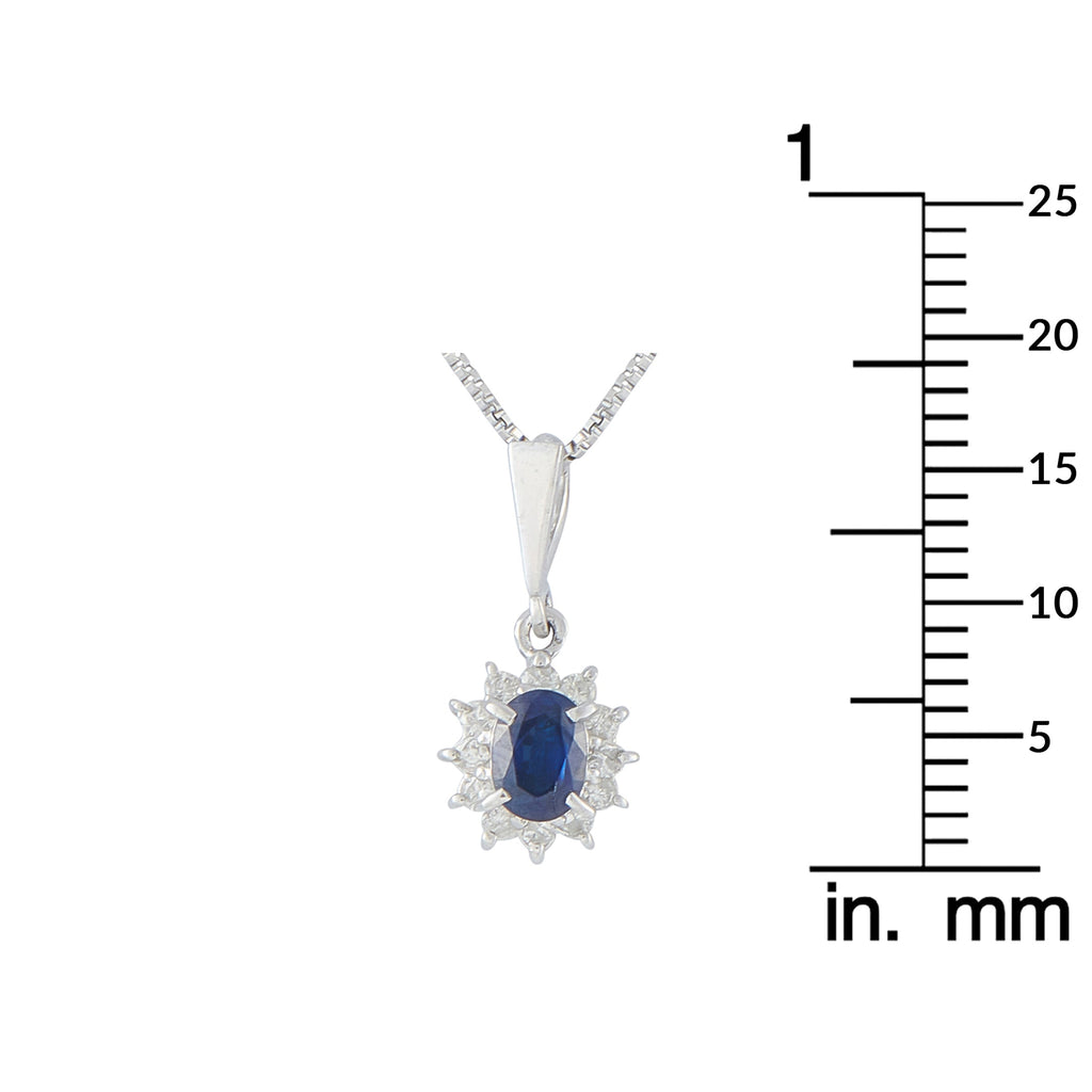 LB Exclusive Platinum 0.15ct Diamond and Sapphire Pendant Necklace MF22-041326