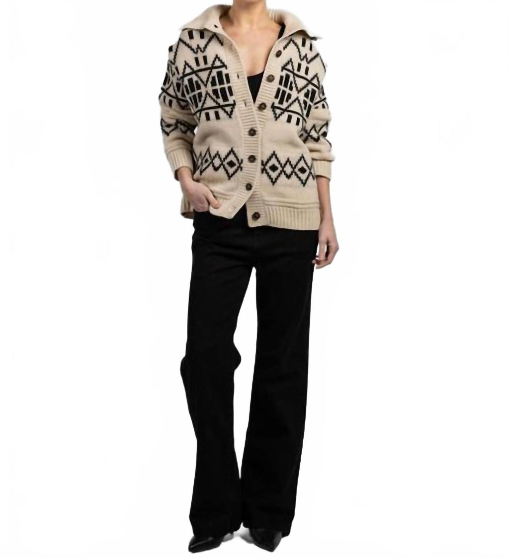Merino Fair Isle Jacket In Ivory Combo