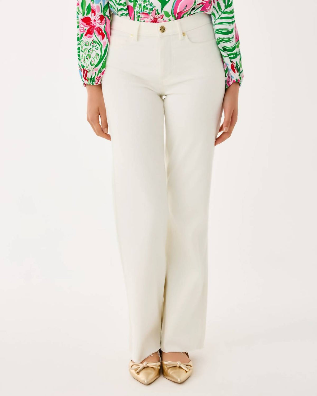 Aniston High Rise Straight Leg Jeans In Coconut