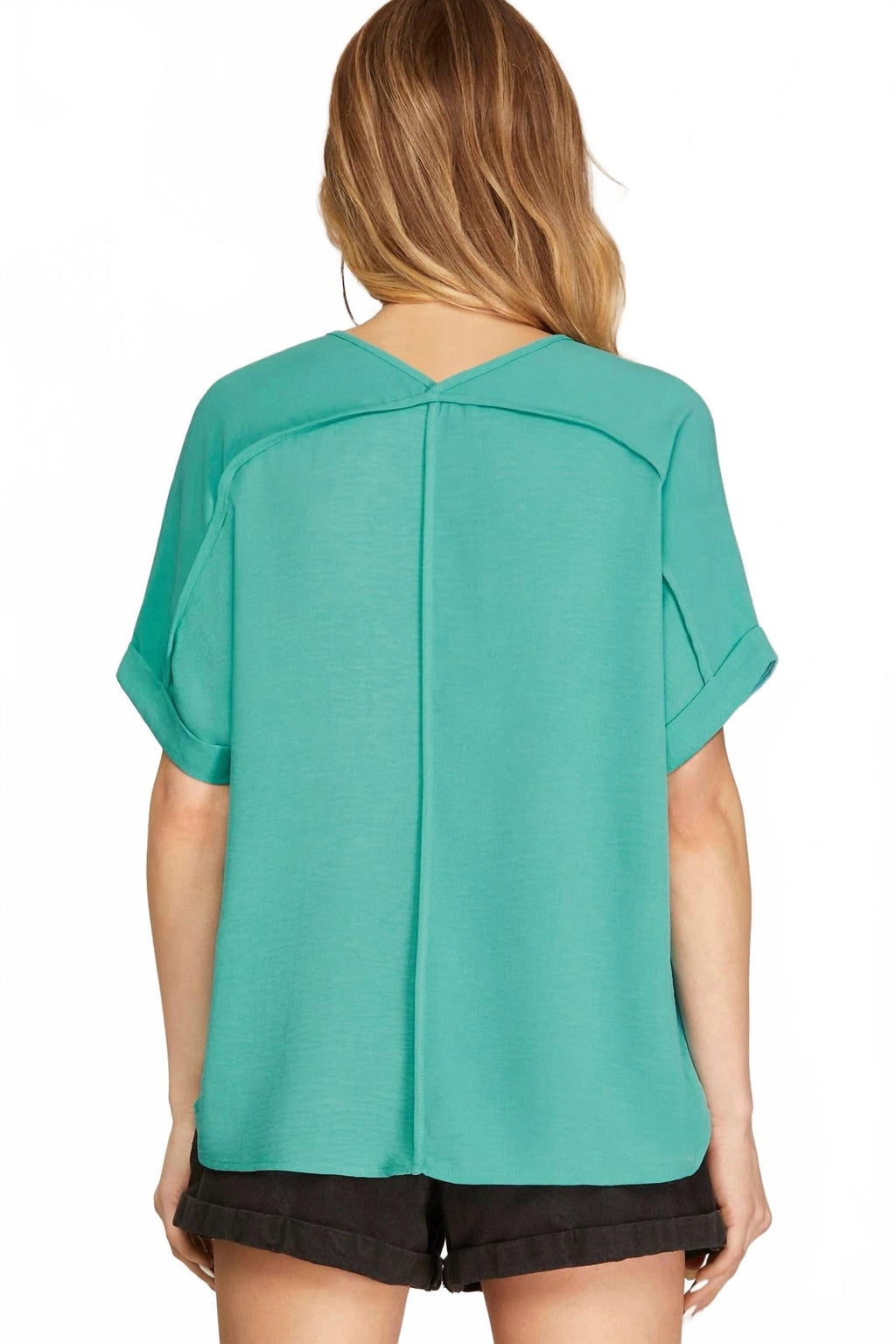 Sea Side High Low Tunic Top In Aqua