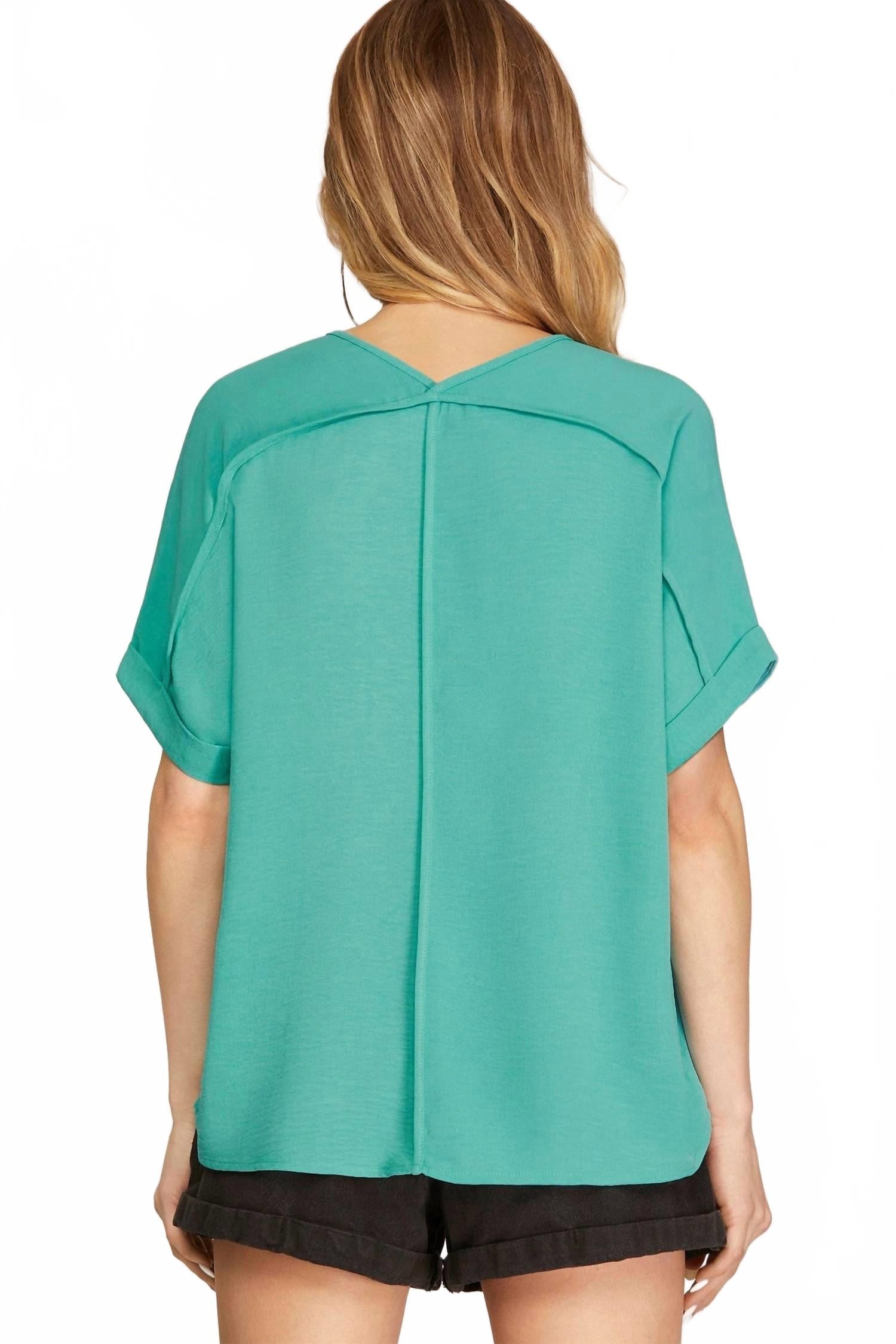 Sea Side High Low Tunic Top In Aqua