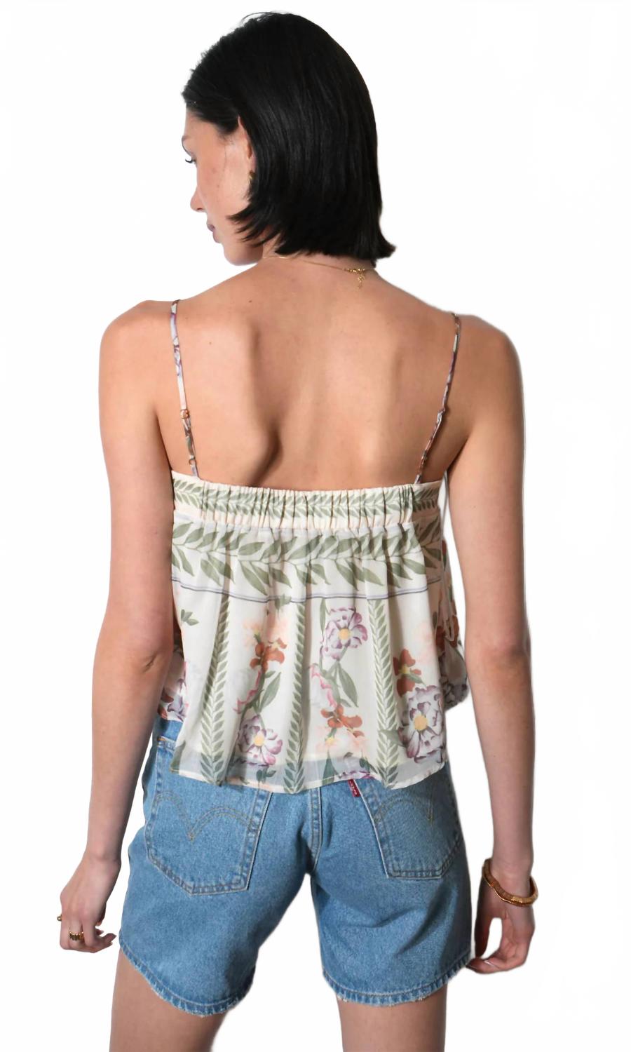 Taylor Tie Front Top In Ivory Combo