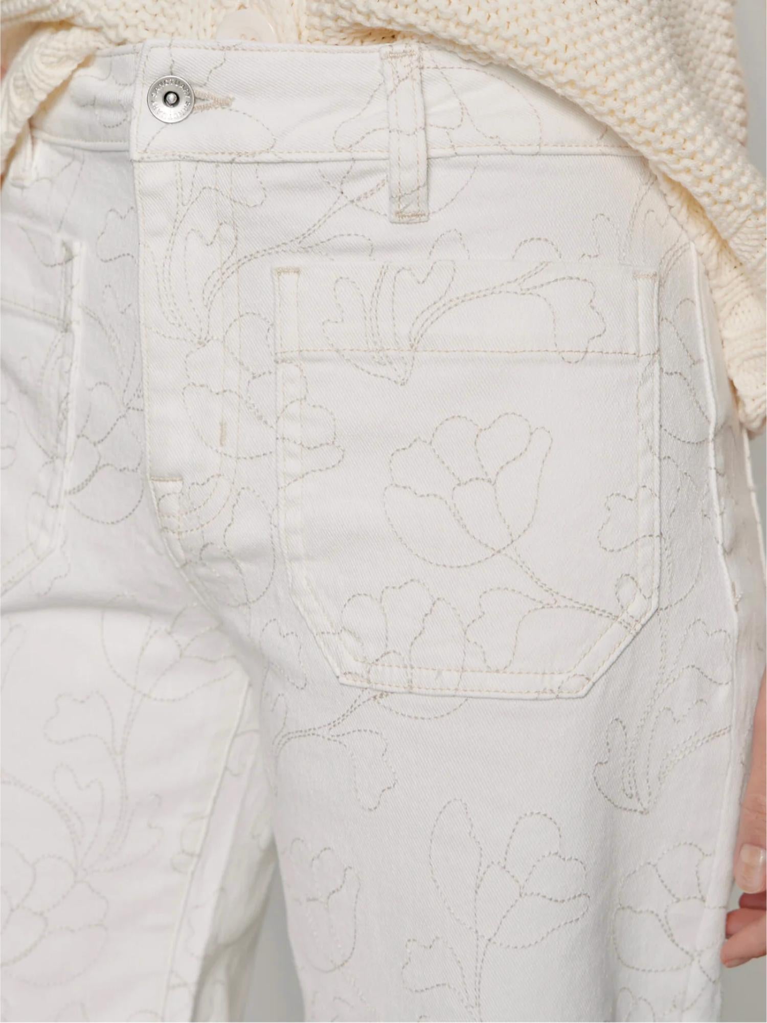 Marine Crop Jeans In Chalk