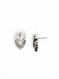 Teardrop And Cluster Stud Earring In Crystal And Palladium