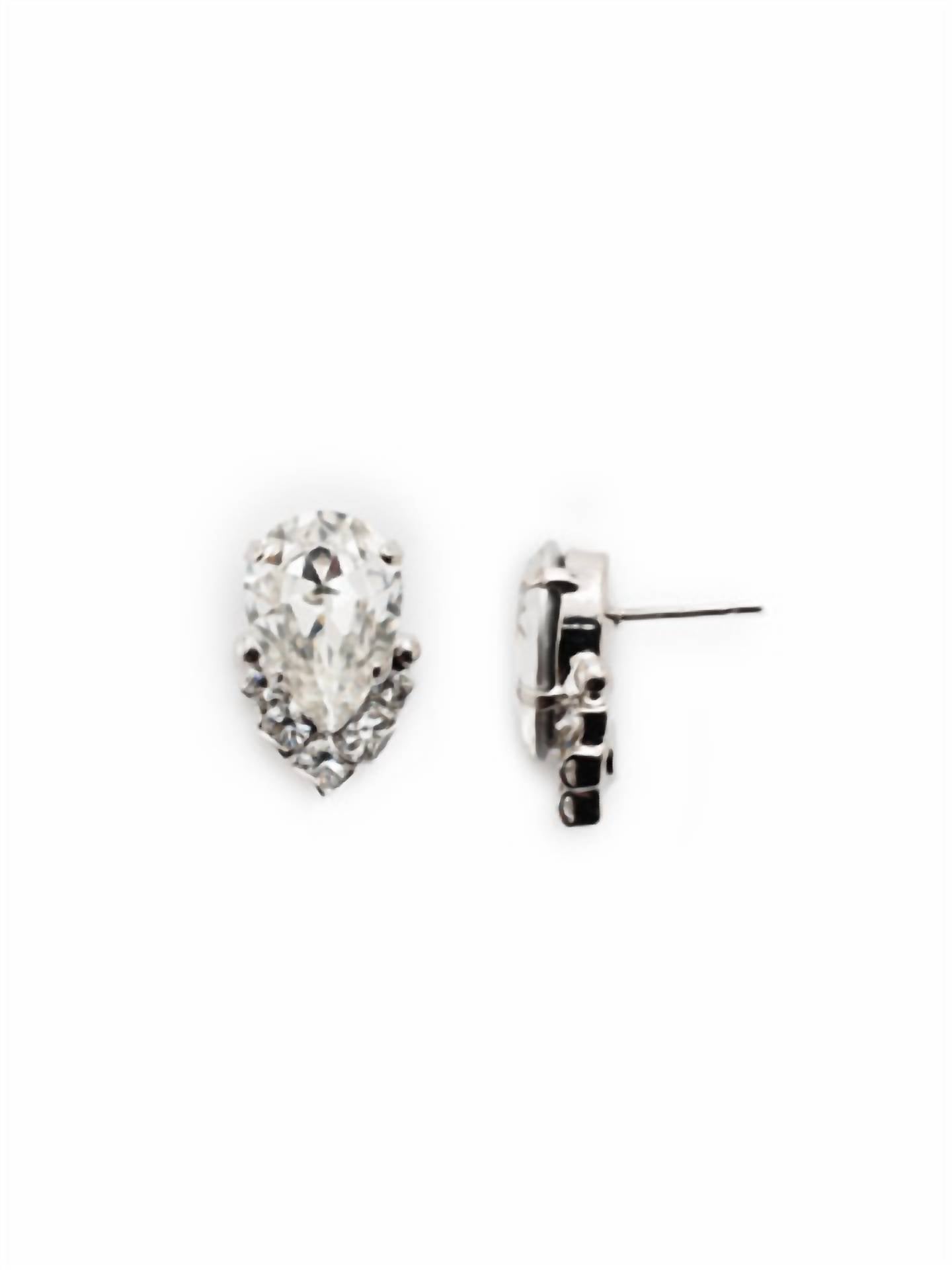 Teardrop And Cluster Stud Earring In Crystal And Palladium