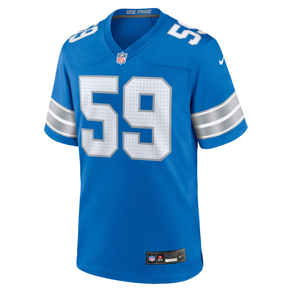 Detroit Lions Giovanni Manu Blue Team Game Jersey