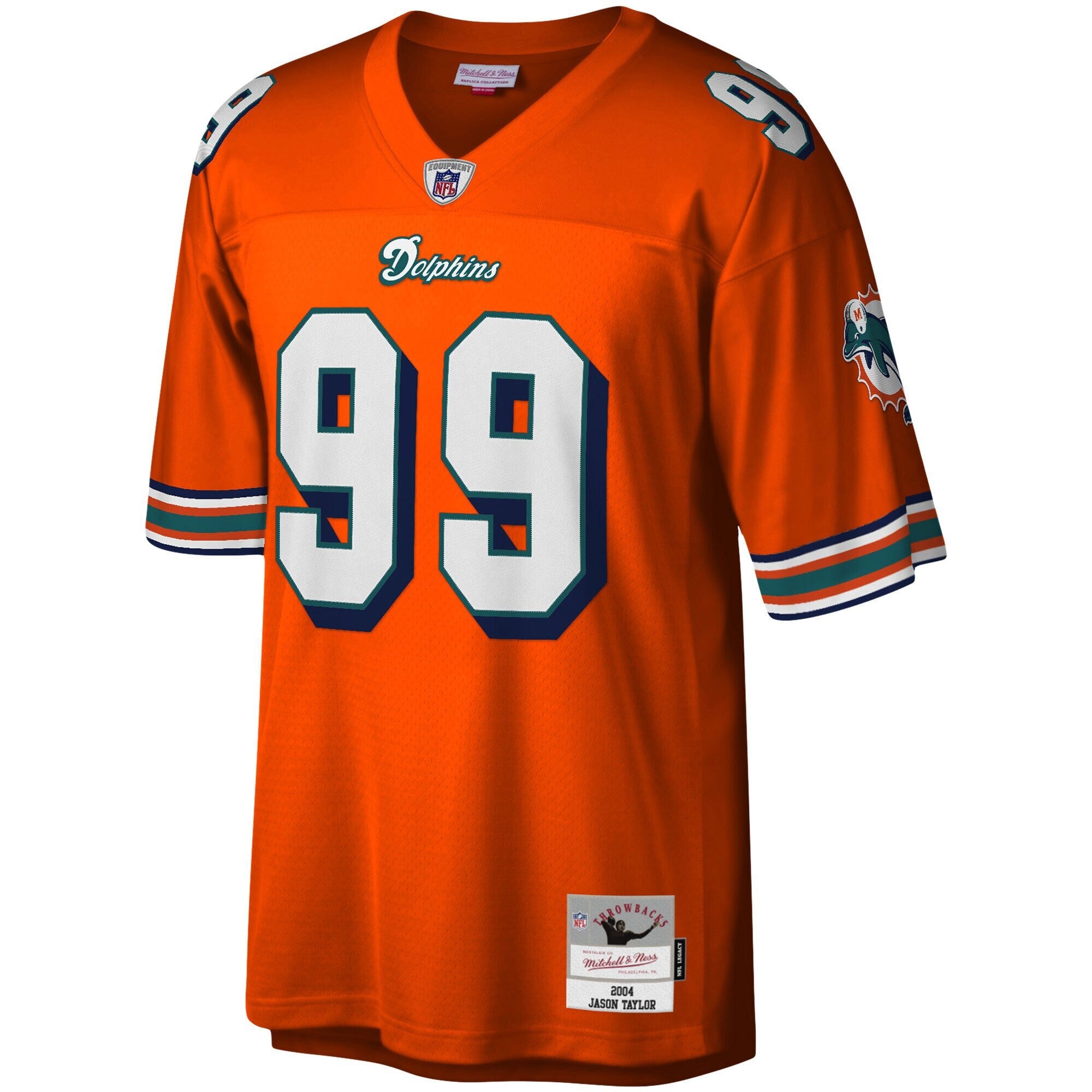 Miami Dolphins Jason Taylor Mitchell & Ness Orange Big & Tall 2004 Retired Player Replica Jersey