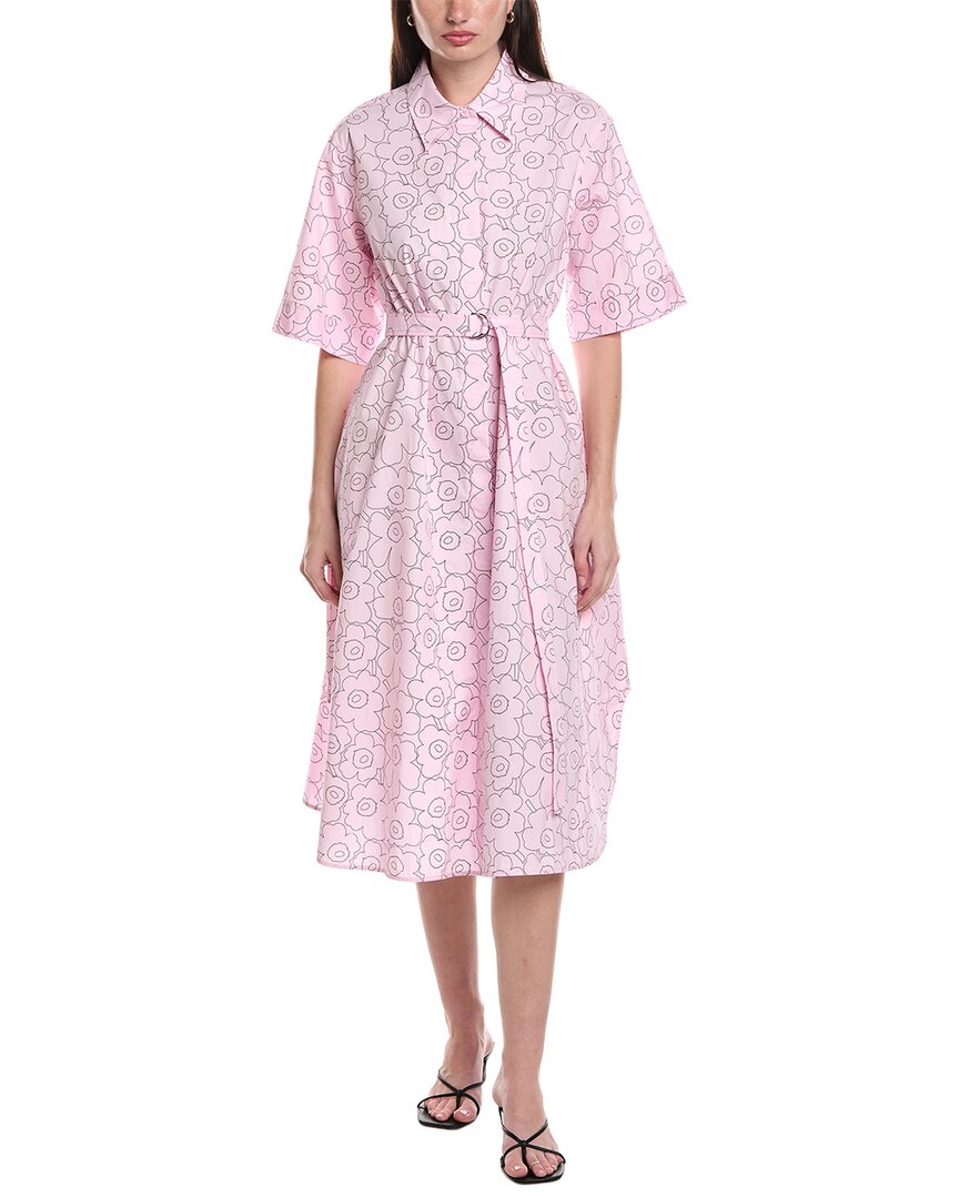 Marimekko Popliini Piirto Unikko Button Front Midi Dress