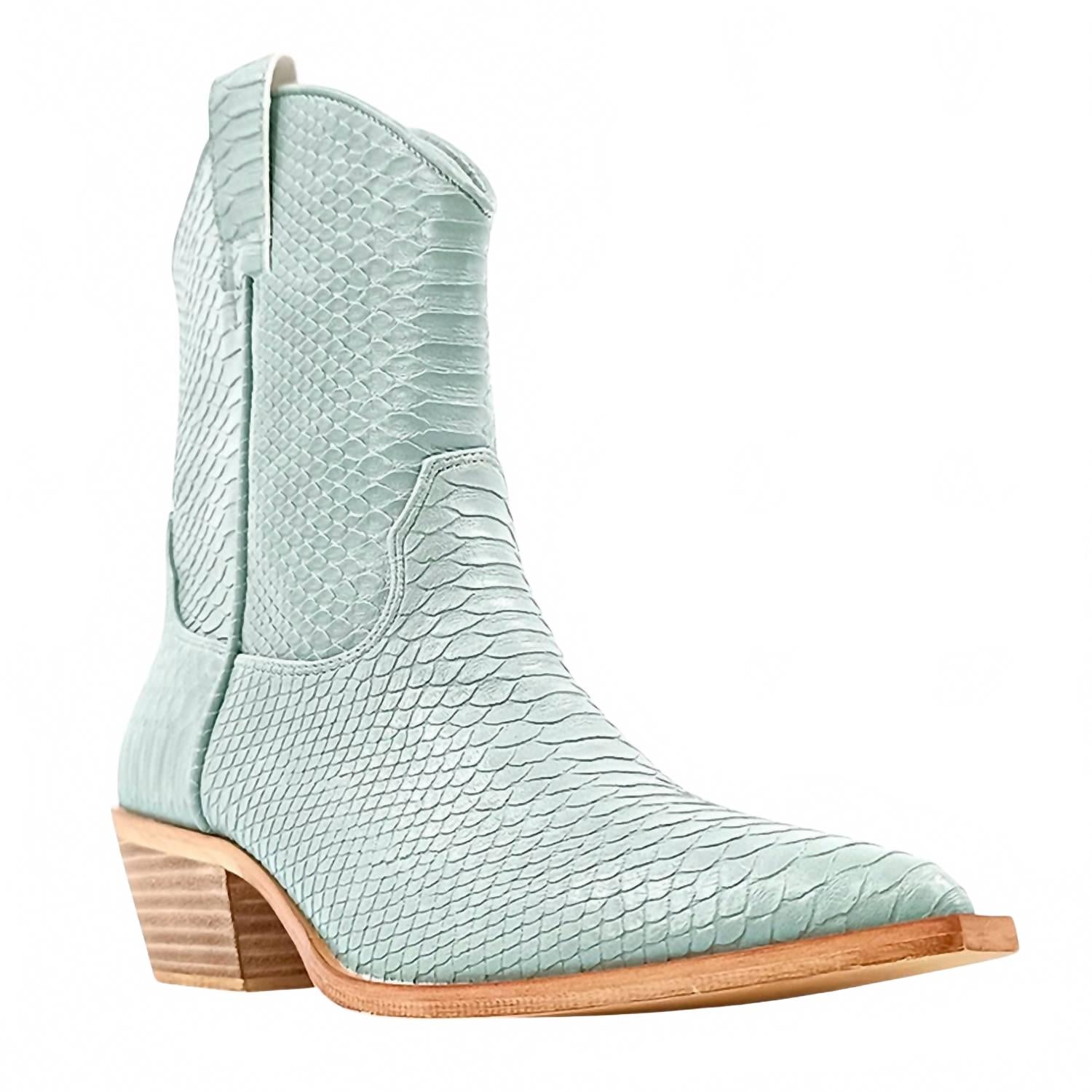 Women's Zouzou Snake Print Pointed Toe Cowboy Boots In Mint