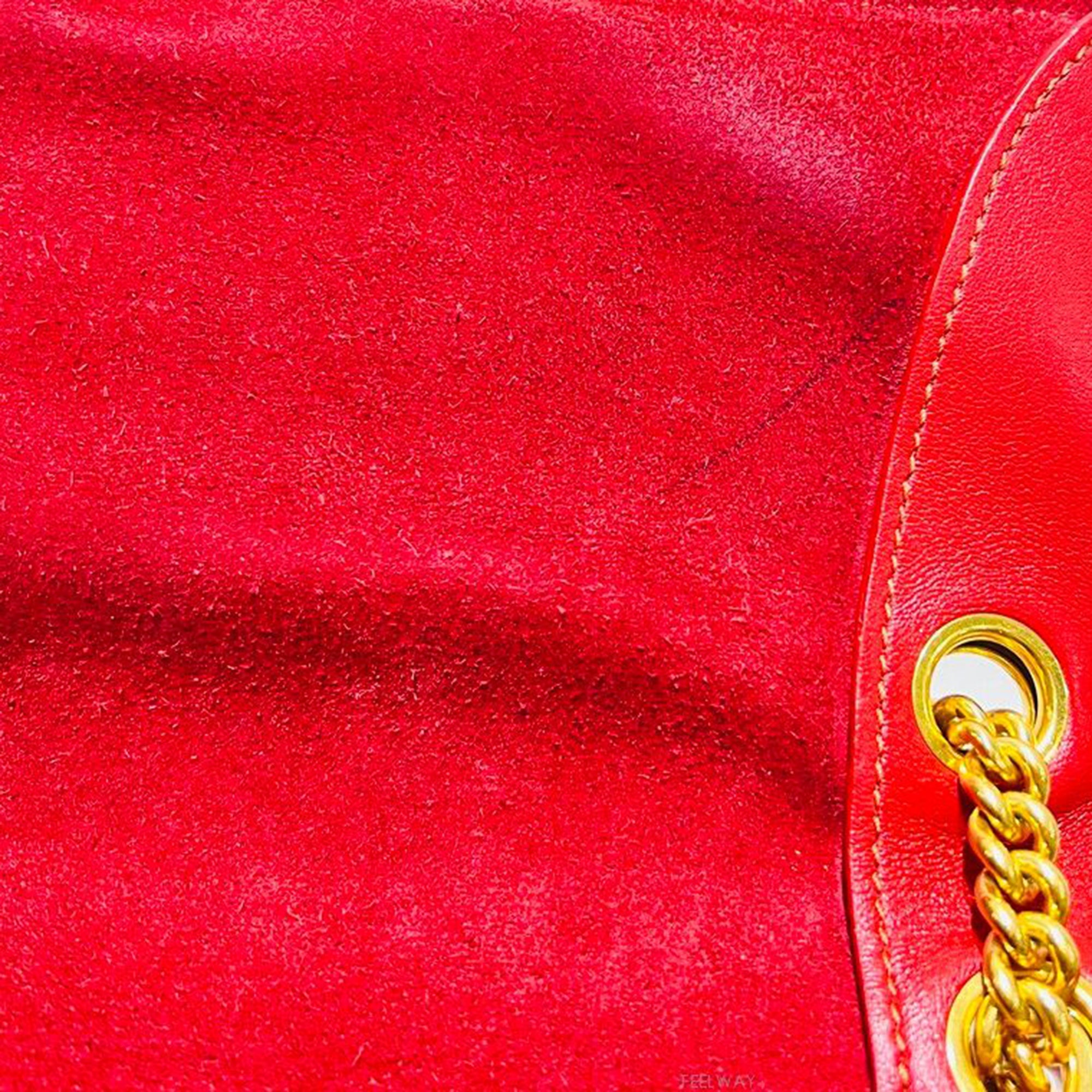 Red Chain Flap Shoulder Bag