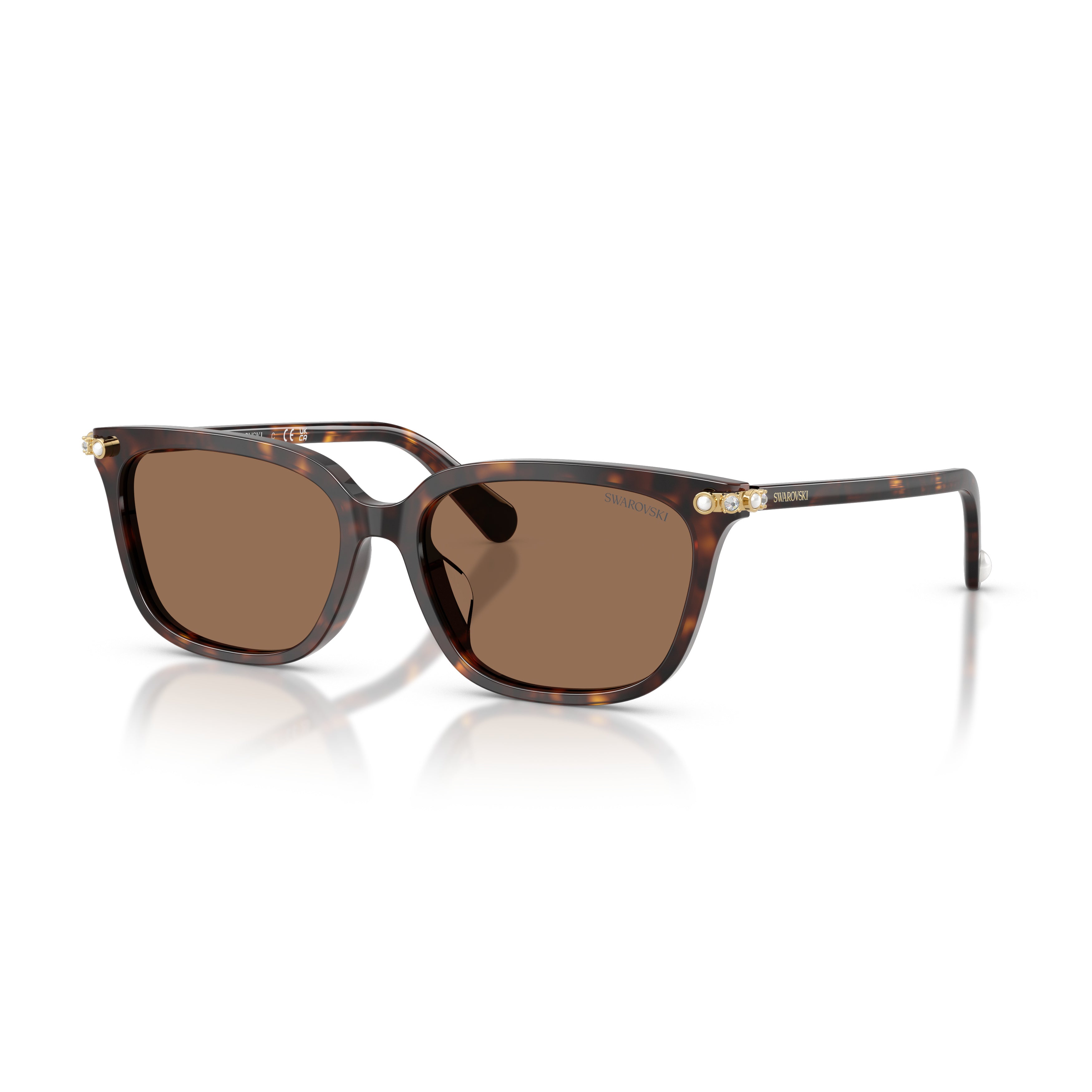 0Sk6064D Rectangular Tortoiseshell Sunglasses with Gold Accents