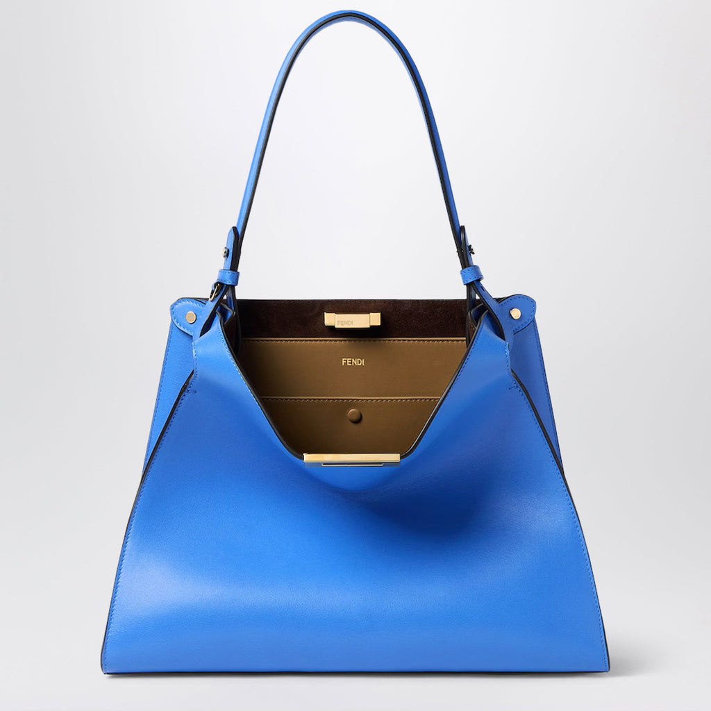 Fendi Fendi Way Medium Bag In Coastal Blue Leather And Cappuccino Suede Women