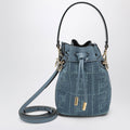 Fendi Mon Tresor Mini Bag In Canvas With Cerulean Blue Ff Embroidery Women