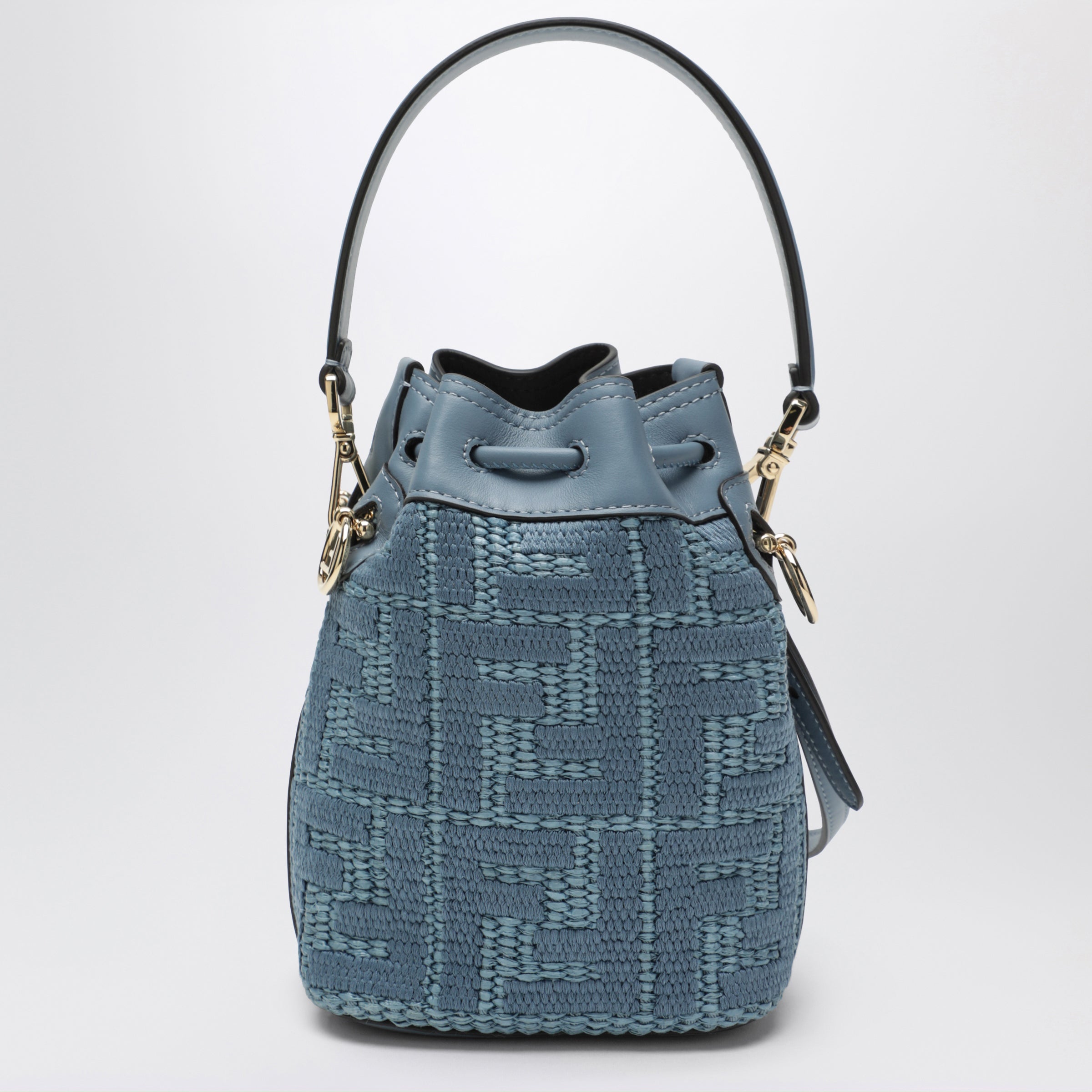 Fendi Mon Tresor Mini Bag In Canvas With Cerulean Blue Ff Embroidery Women