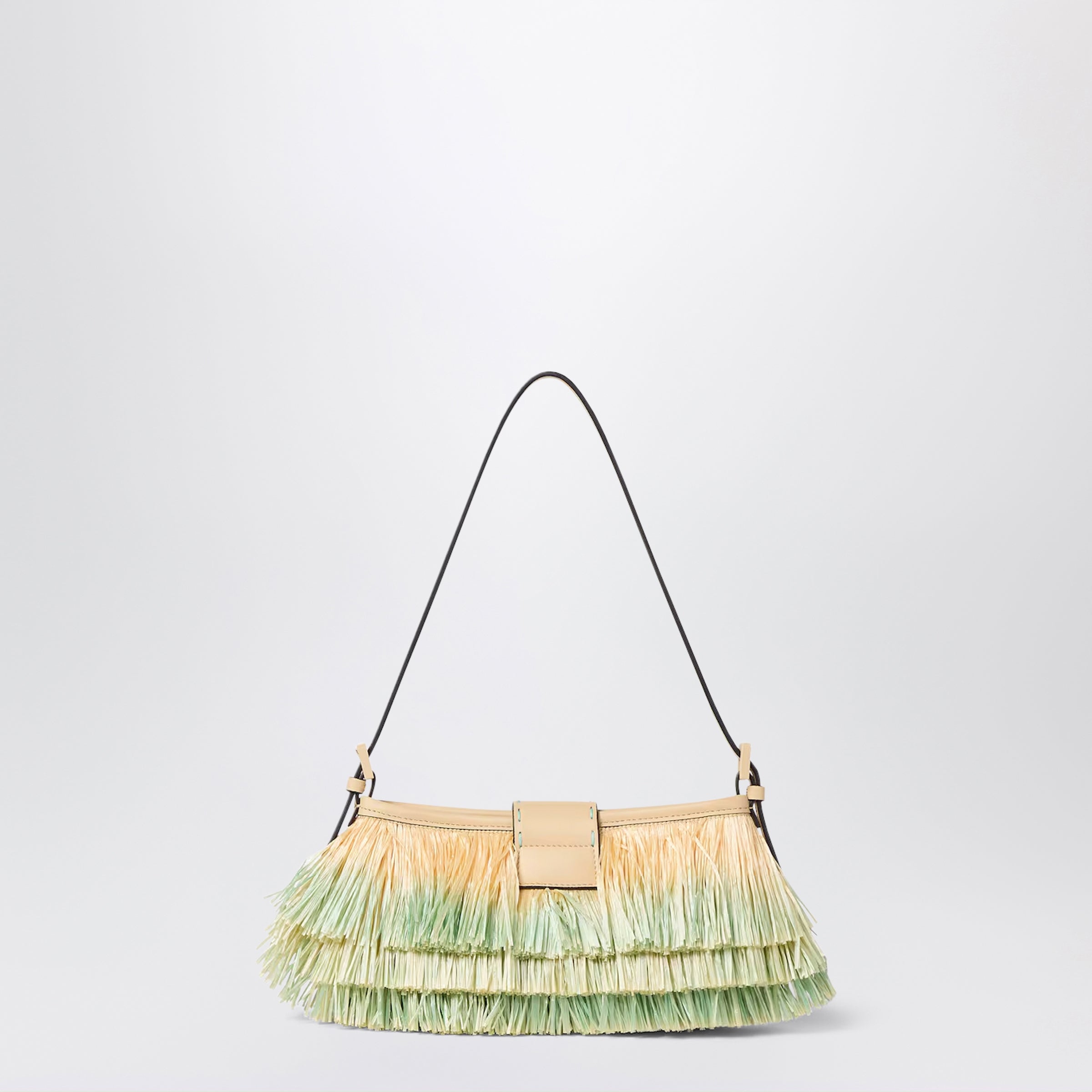Fendi Fendi Baby B Mini Bag In Light Green Ombre Raffia Women
