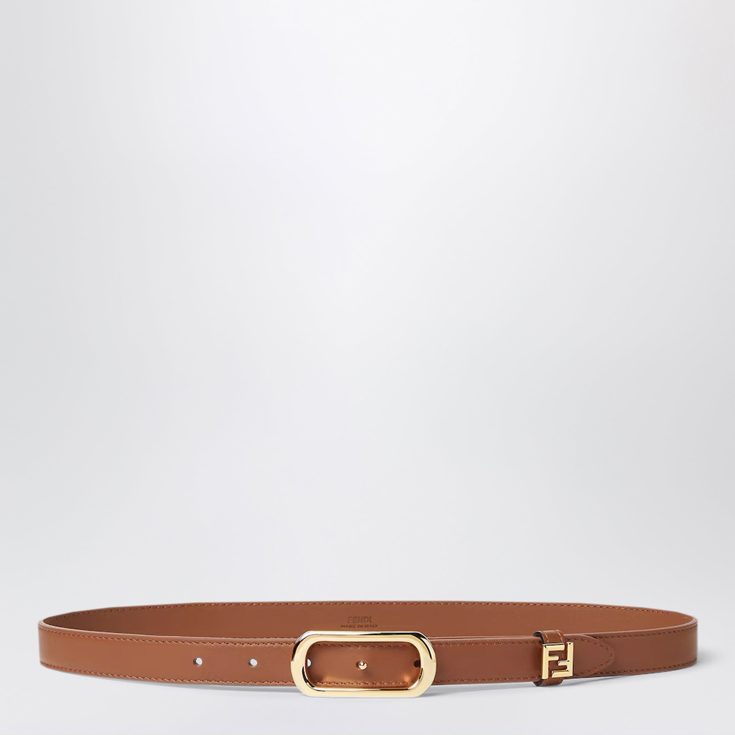 Fendi Sellier Brown Leather Ff Belt Women