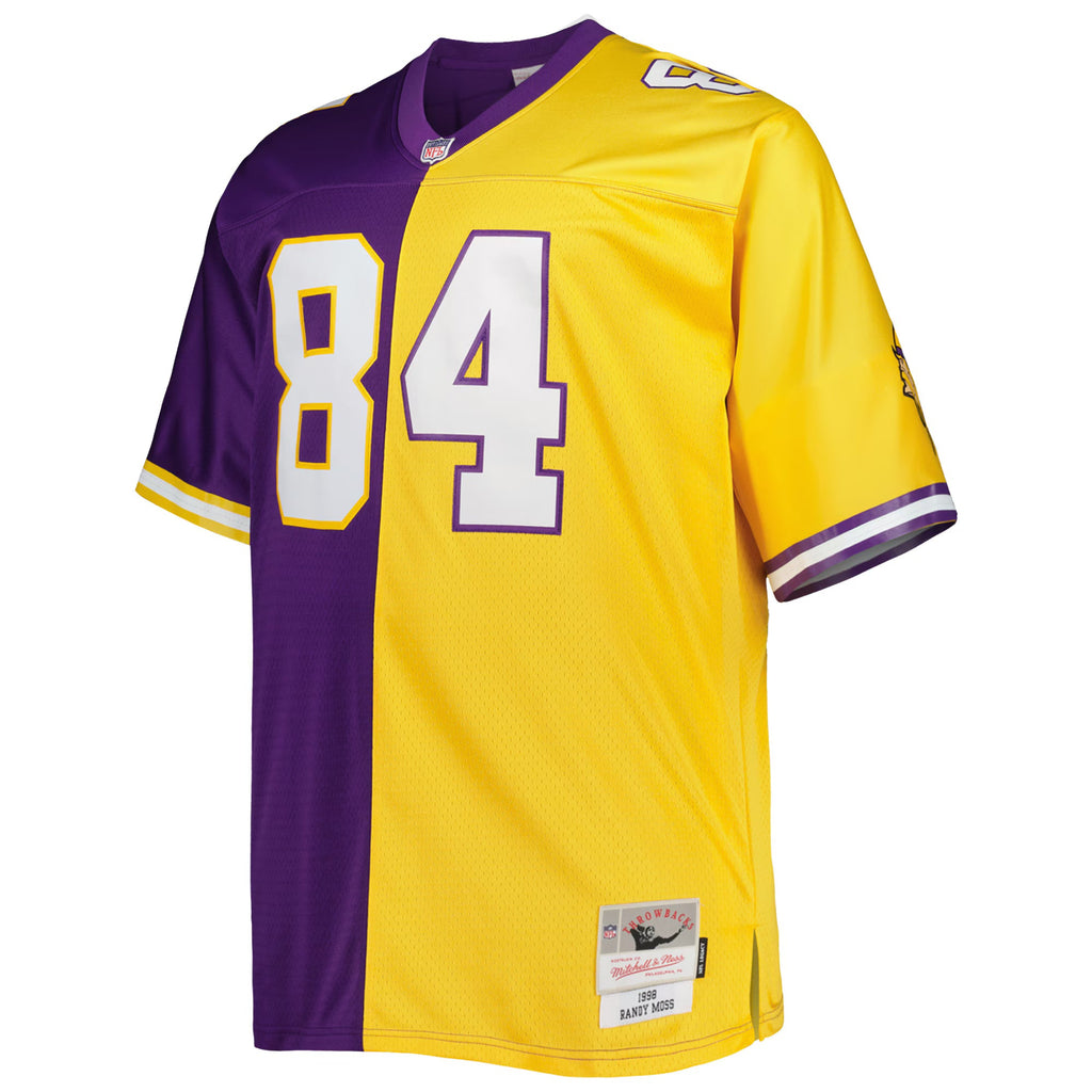 Minnesota Vikings Randy Moss Mitchell & Ness Purple/Gold Big & Tall Split Legacy Retired Player Replica Jersey