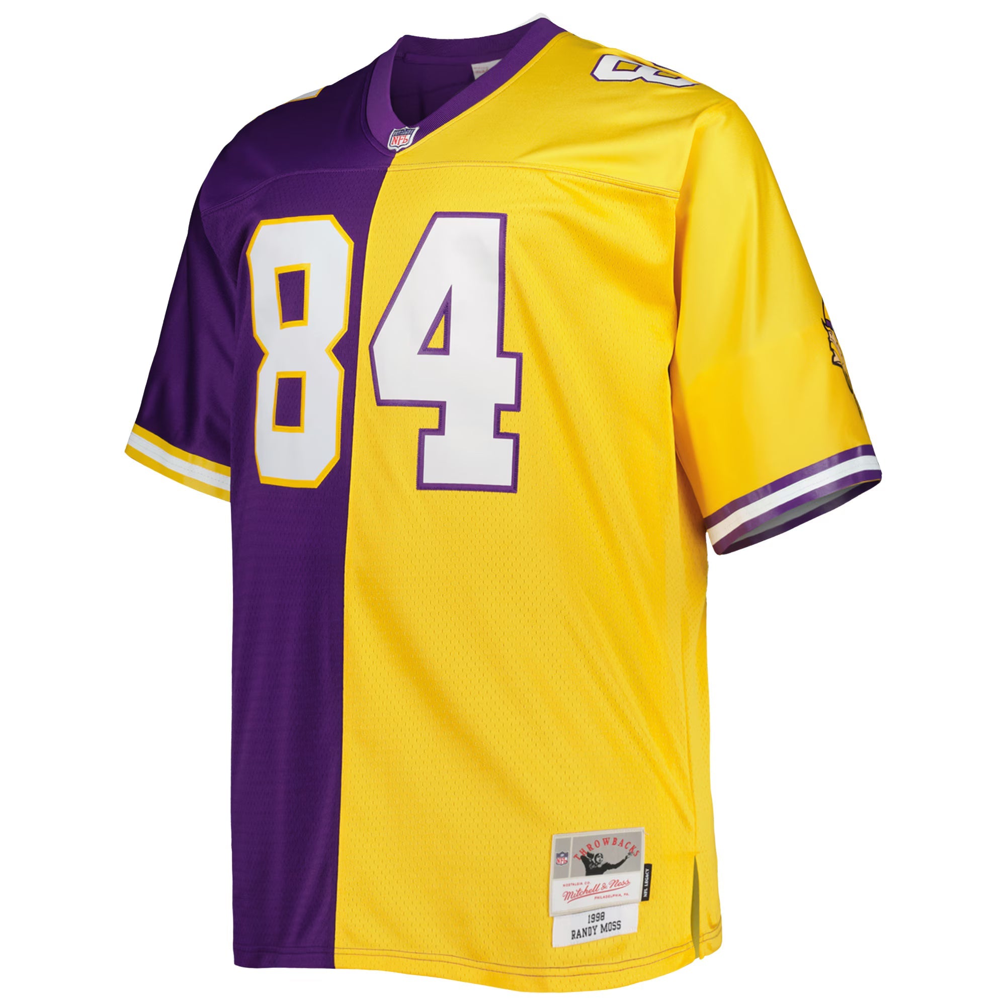 Minnesota Vikings Randy Moss Mitchell & Ness Purple/Gold Big & Tall Split Legacy Retired Player Replica Jersey