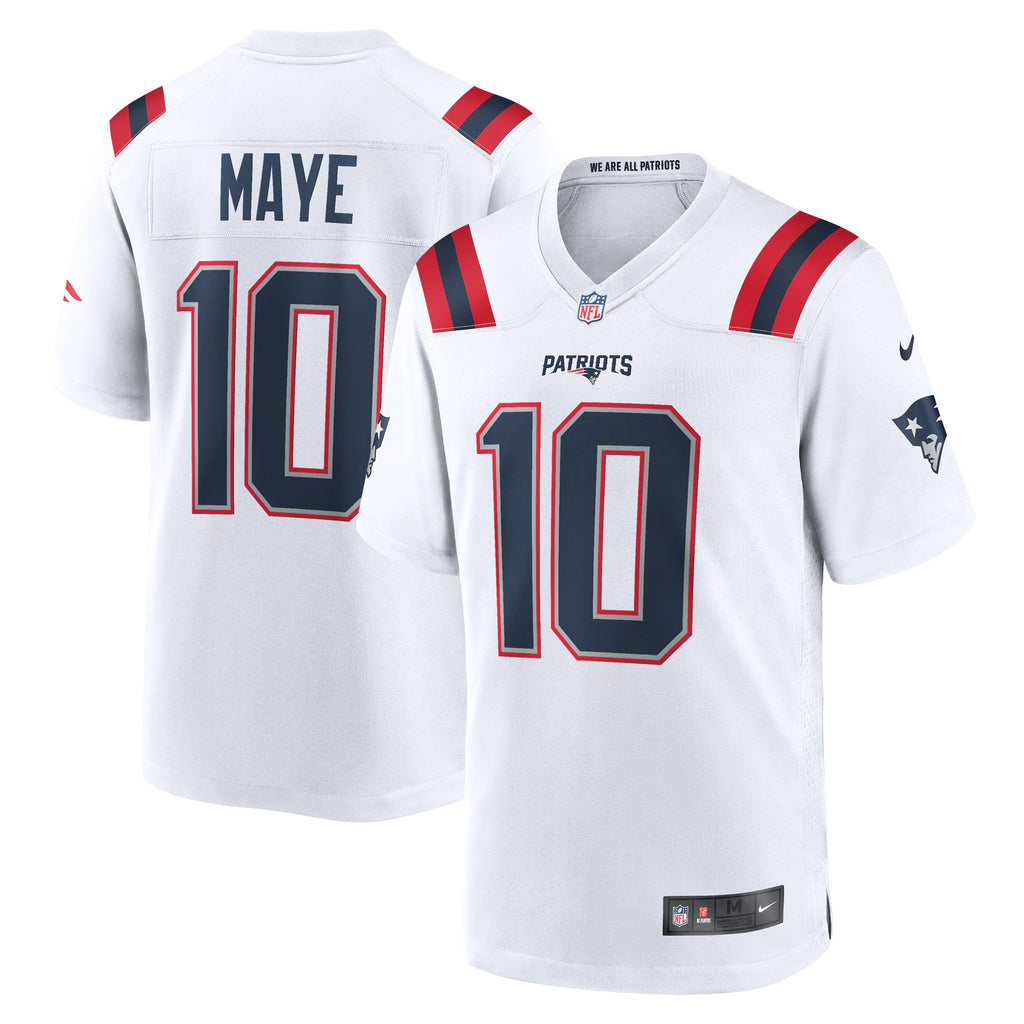 New England Patriots Drake Maye White Player Game Jersey